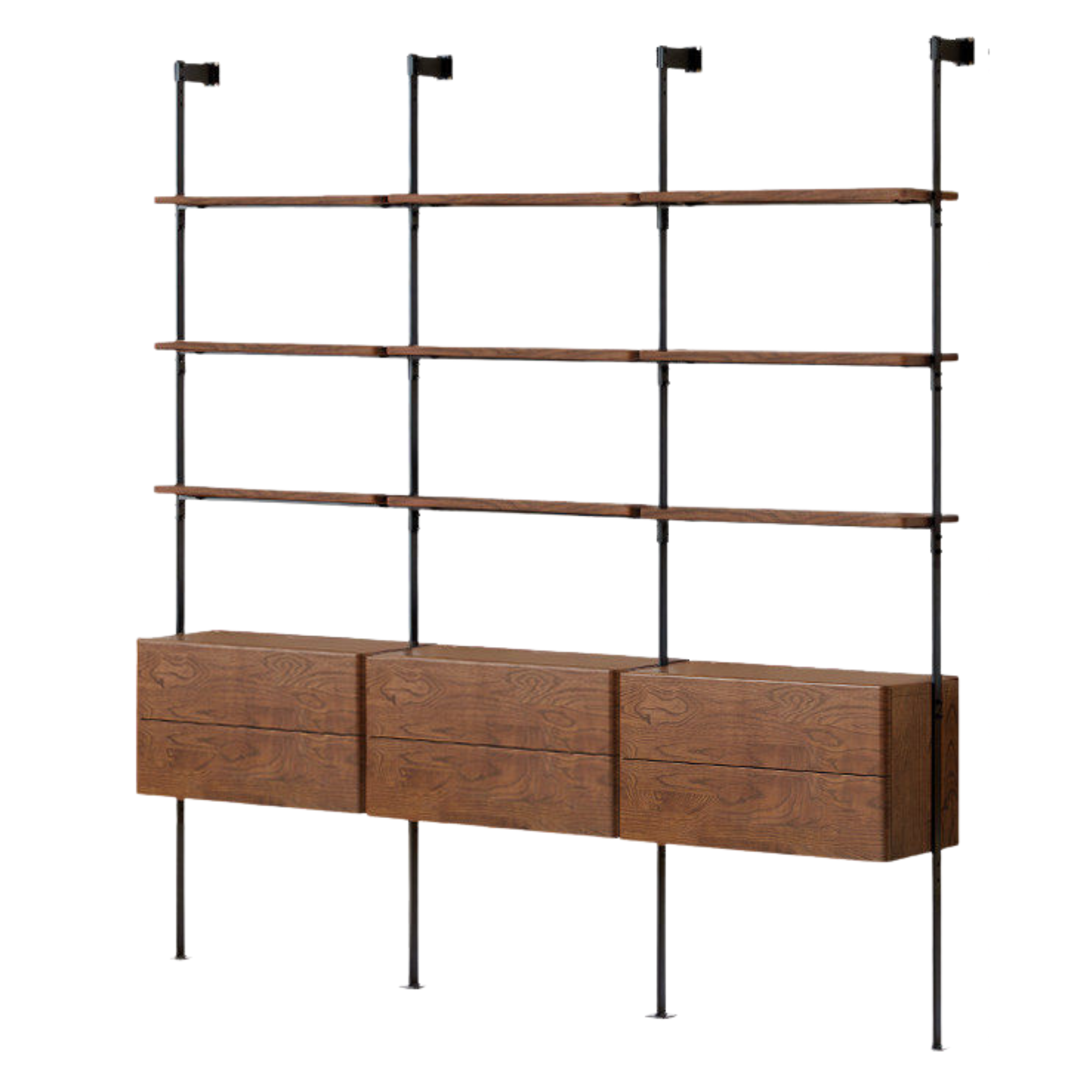 Oak Solid Wood Wall-Mounted Bookshelf Industrial Style