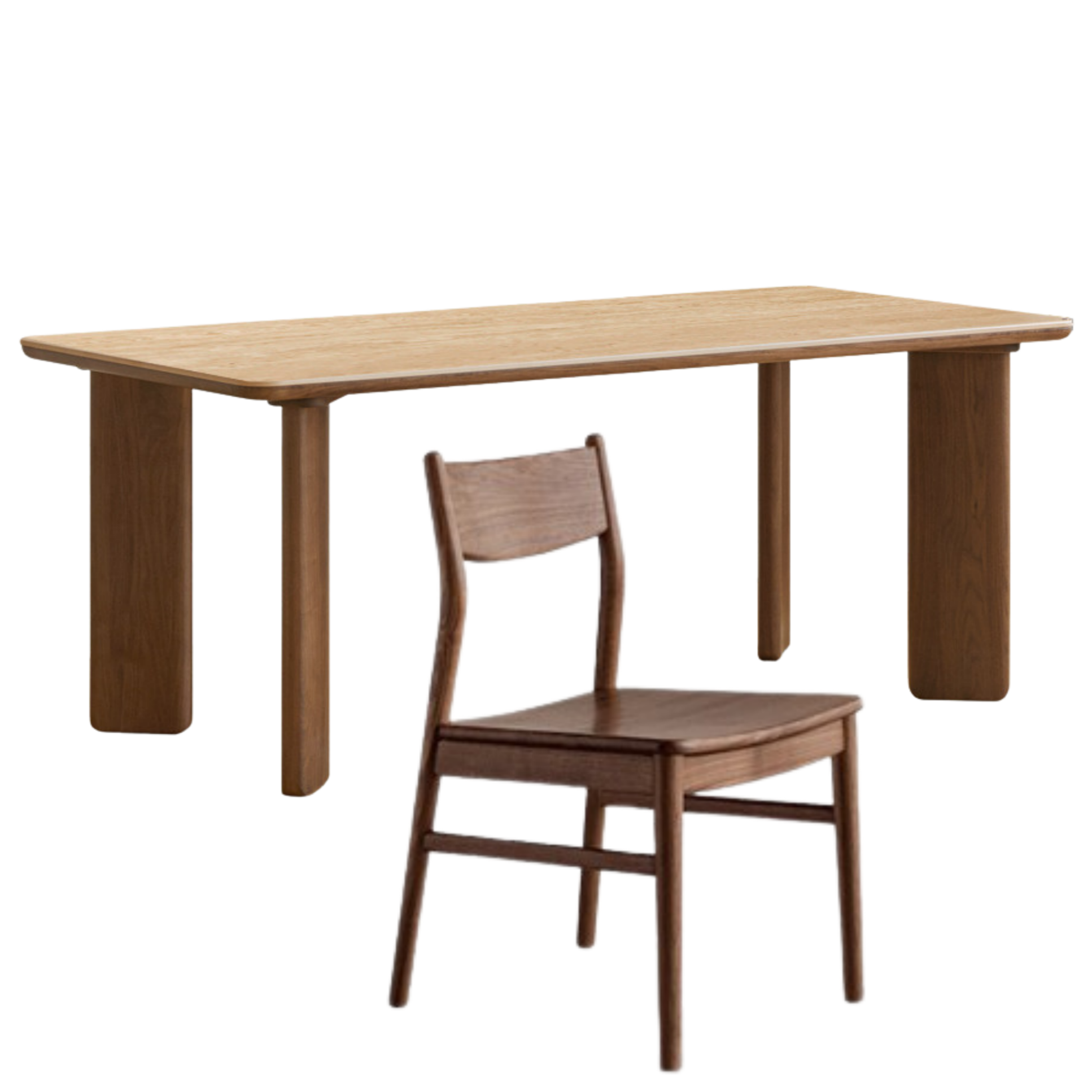 Black Walnut Solid Wood Travertine Slab Light Luxury Dining Table