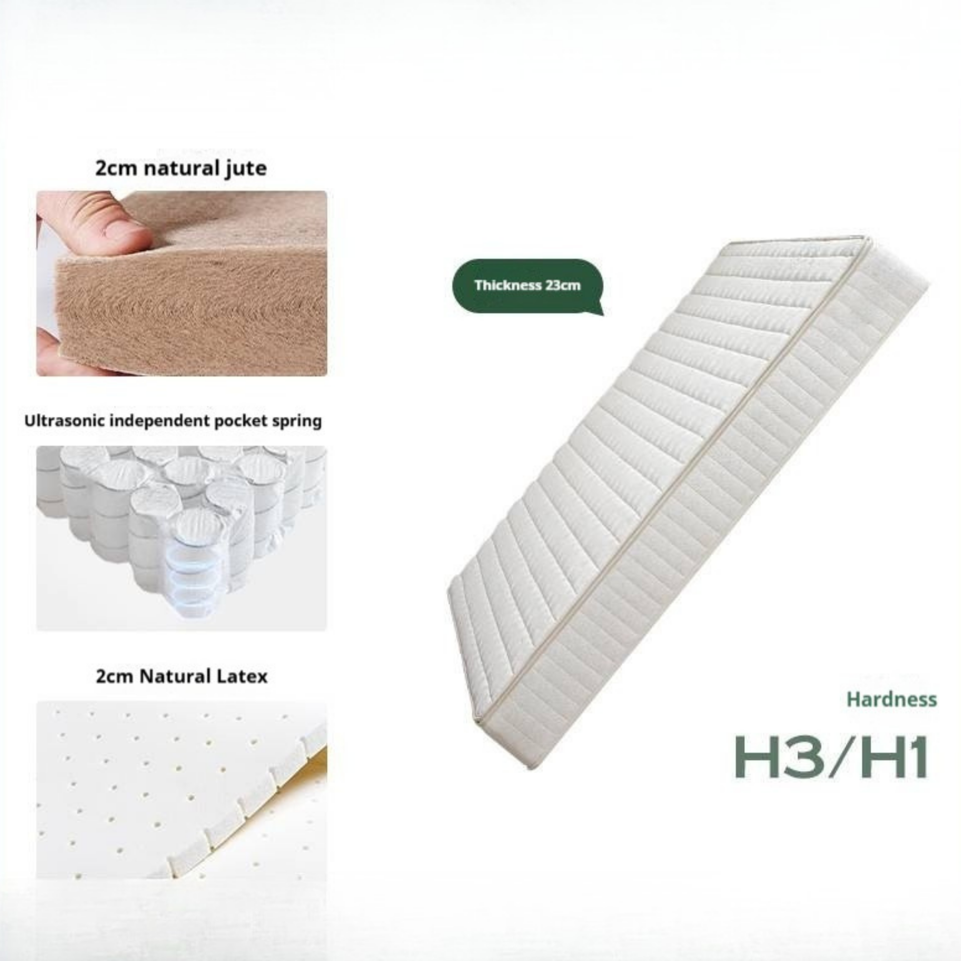 Eco-Friendly Zero Glue Certified Mattress with Jute and Latex — Natural Design