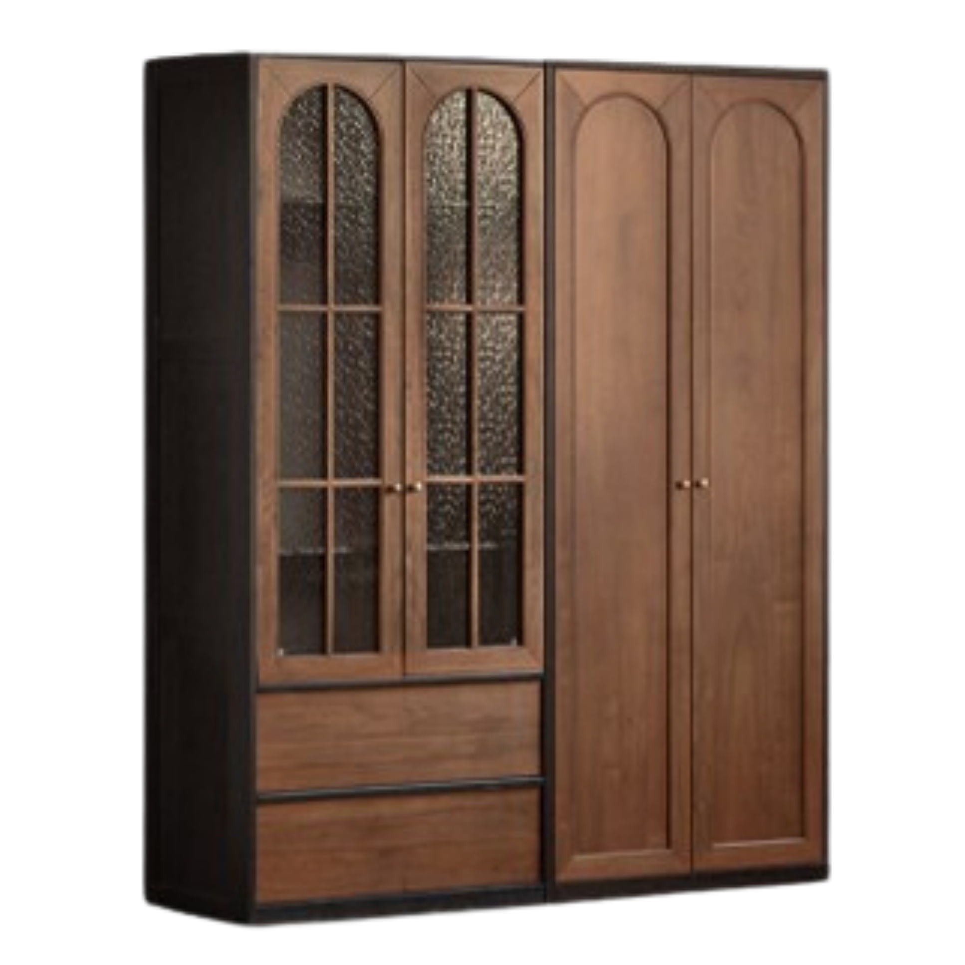 Black Walnut Solid Wood Wardrobe French Retro Style