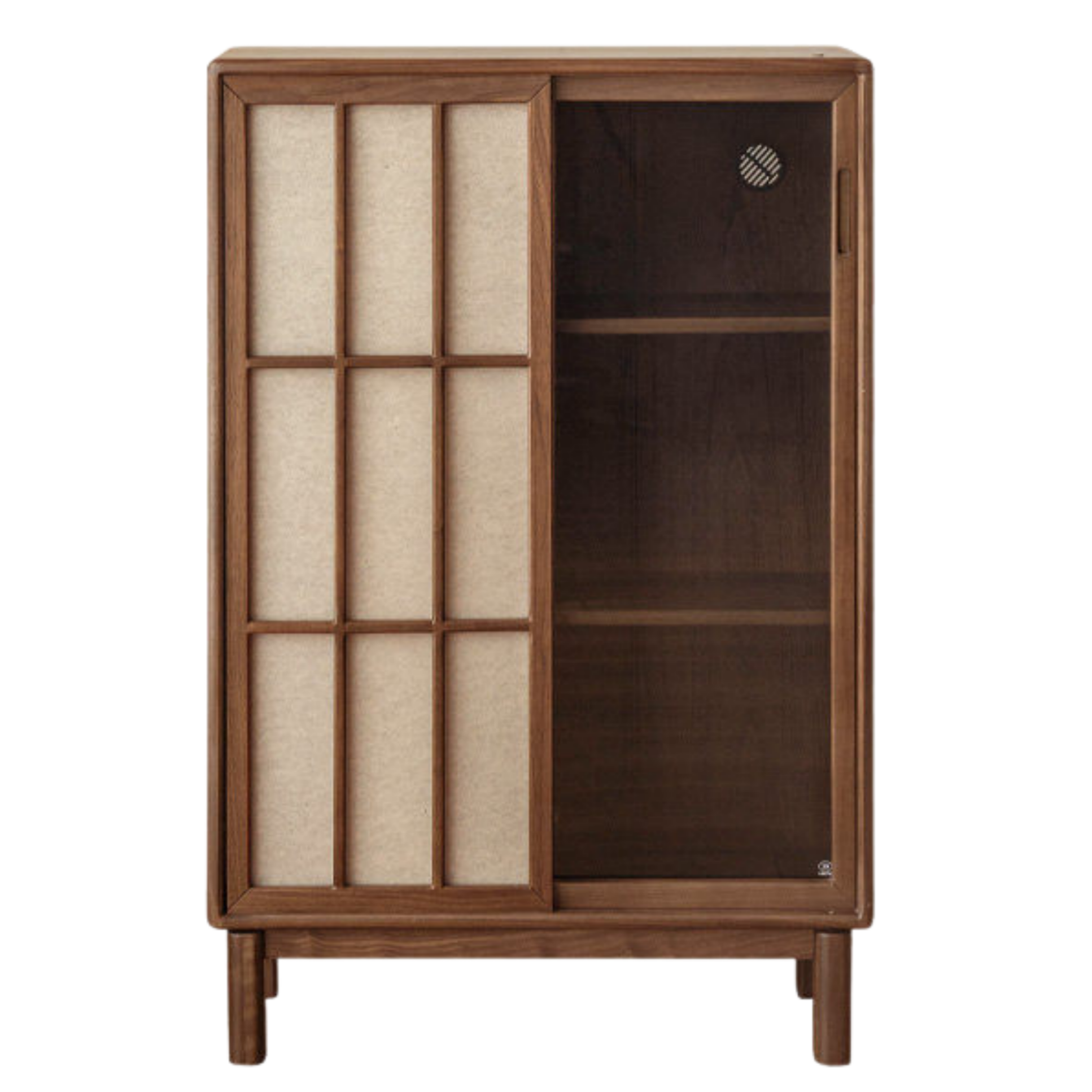 Black Walnut Solid Wood Sliding Door Side Cabinet