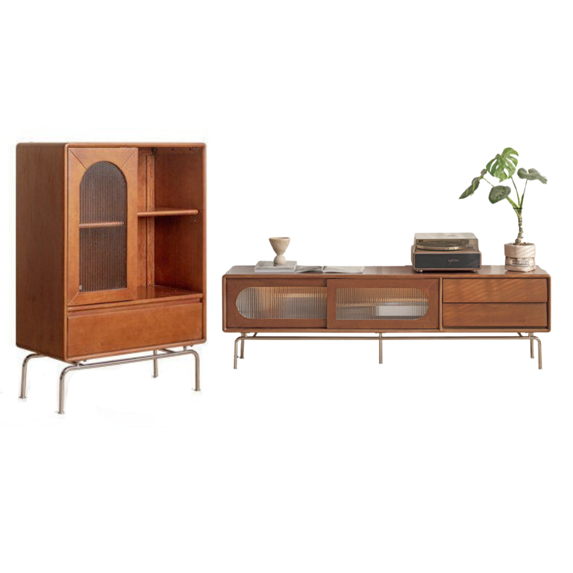 Tulipwood Solid Wood Light French TV Cabinet Sliding Door.