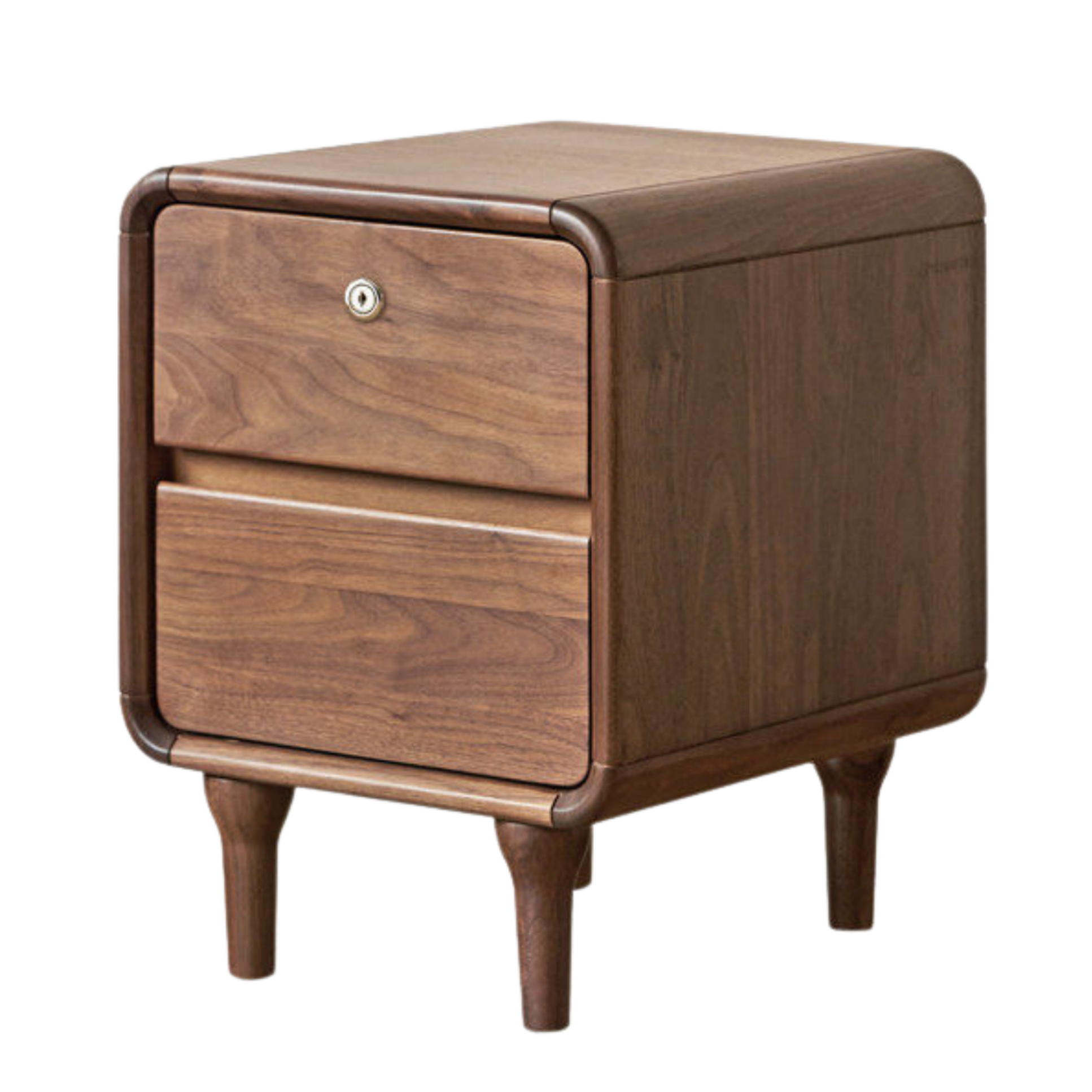 Black Walnut Solid Wood, Sandalwood Lockable Nightstand