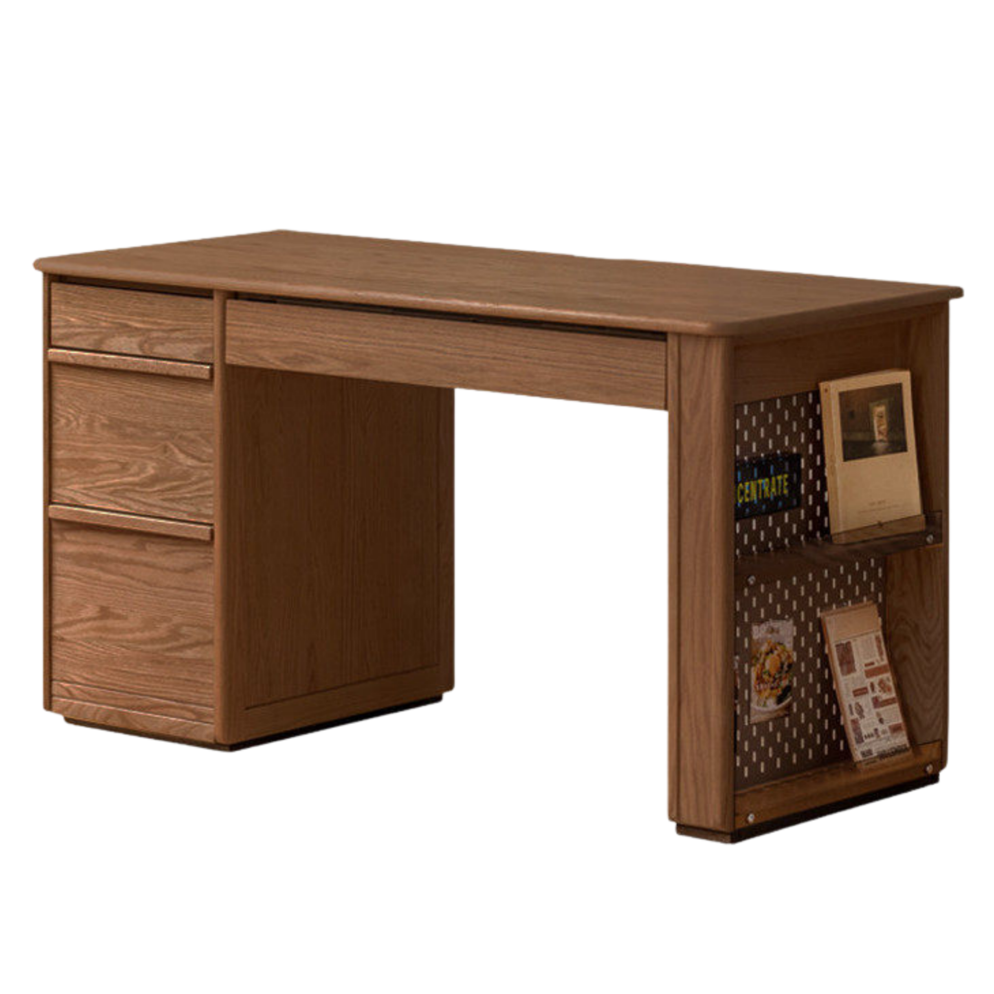 Oak Solid Wood Modern Computer Desk With Shelf
