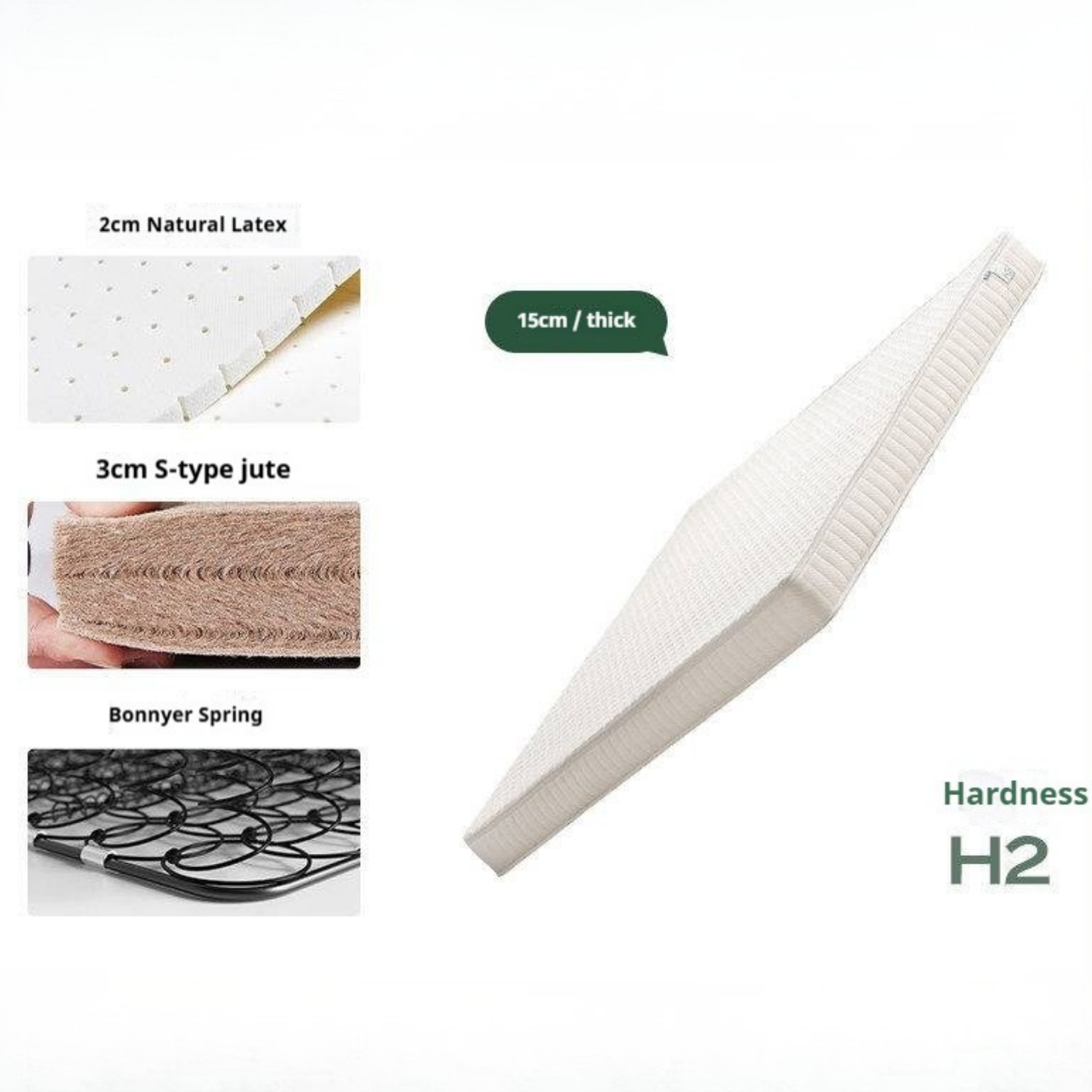 Zero-Glue Mattress S-Shaped Jute Hard Mattress Natural Latex Back Support Mattress Whole Mesh Spring Mattress Golden Hemp