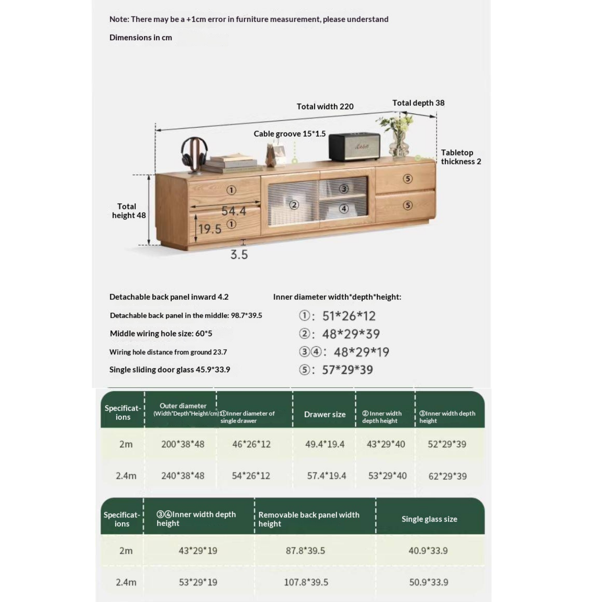 Ash Solid Wood High Floor Storage TV Cabinet.