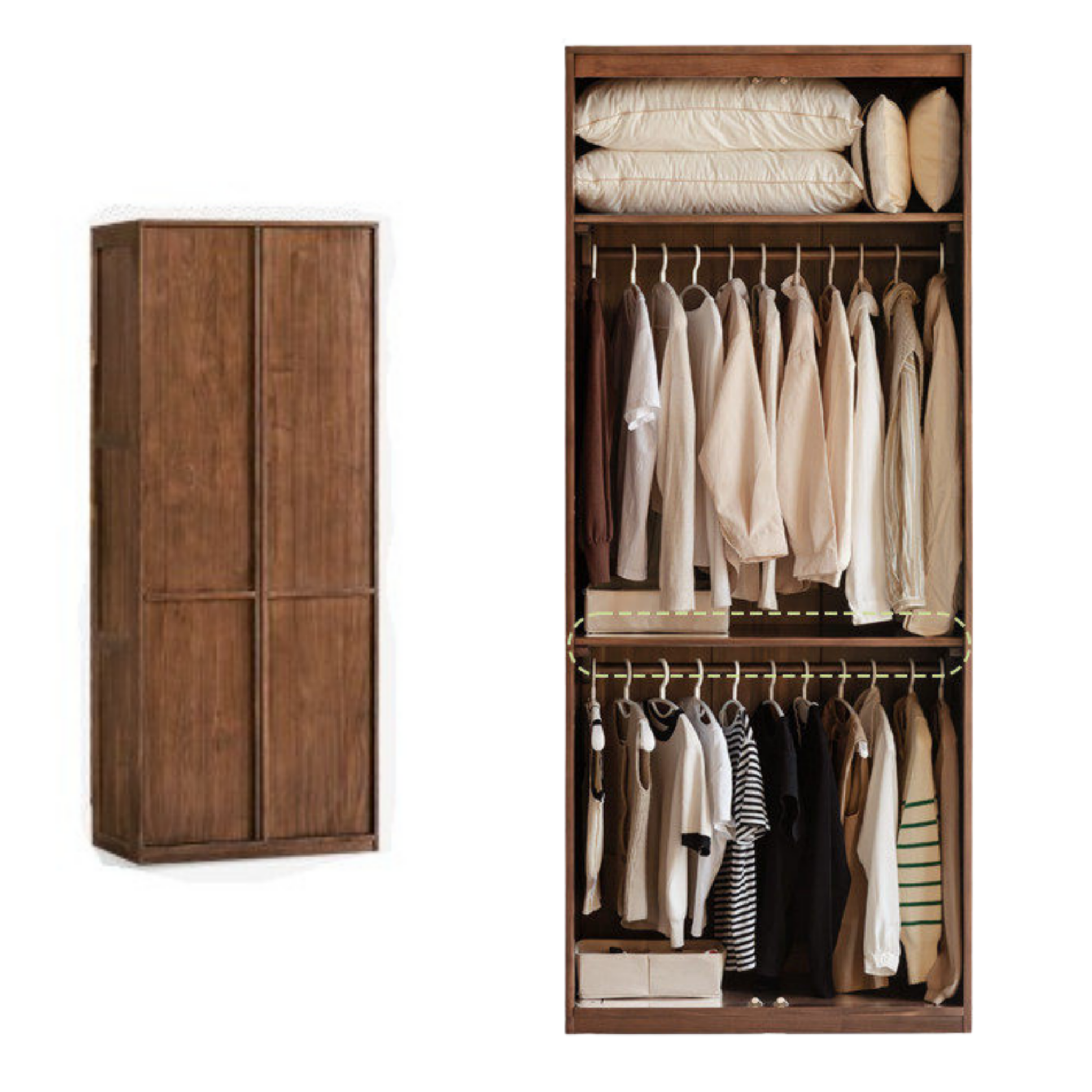 Black Walnut Solid Wood Italian Light Luxury Wardrobe