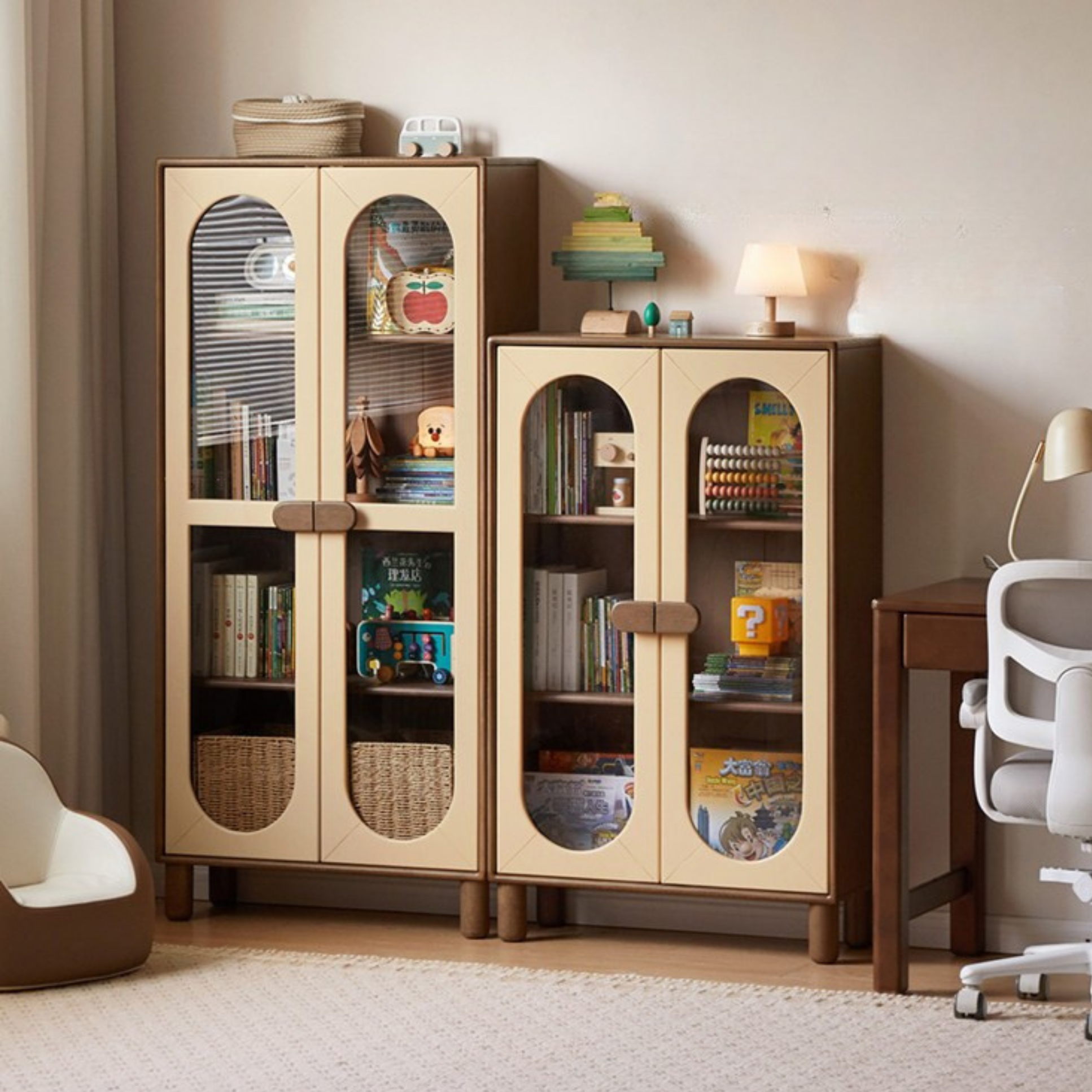 Solid Rubberwood Children's Bookshelf Retro Style