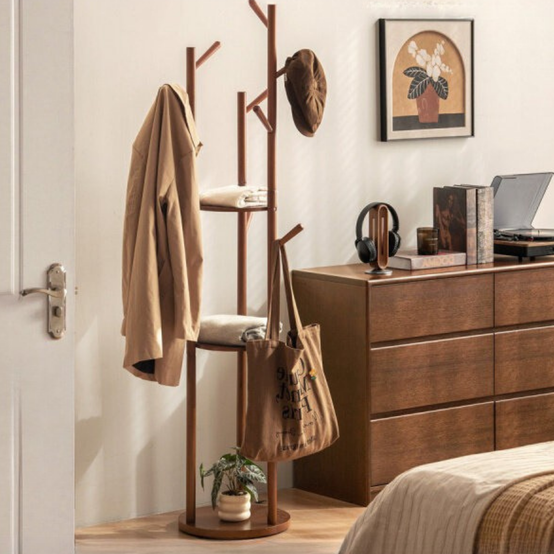 Solid Rubberwood Modern Minimalist Clothes Rack