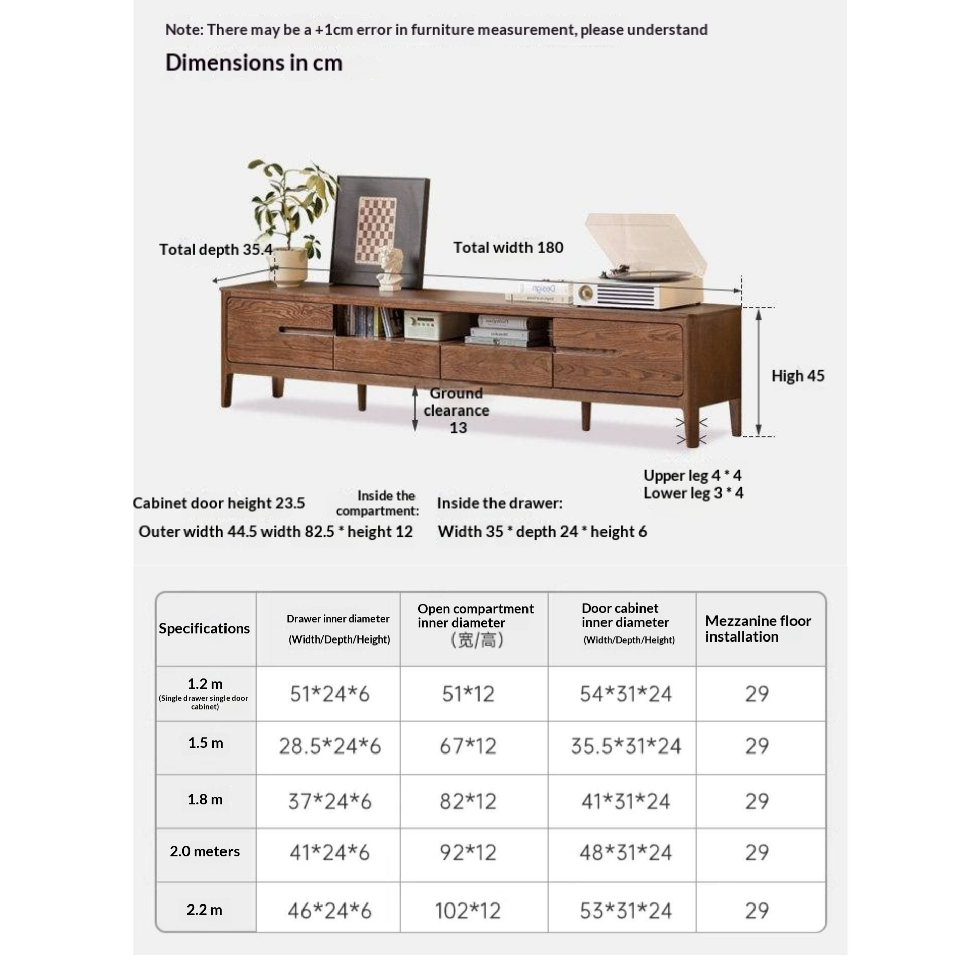 Oak, Solid Rubberwood Nordic Floor TV Cabinet.
