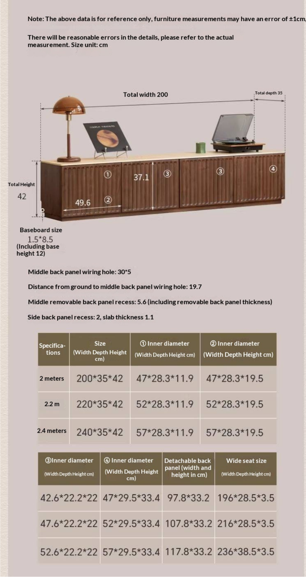 Black Walnut Solid Wood TV Cabinet with Vintage Style Floor-Standing Design