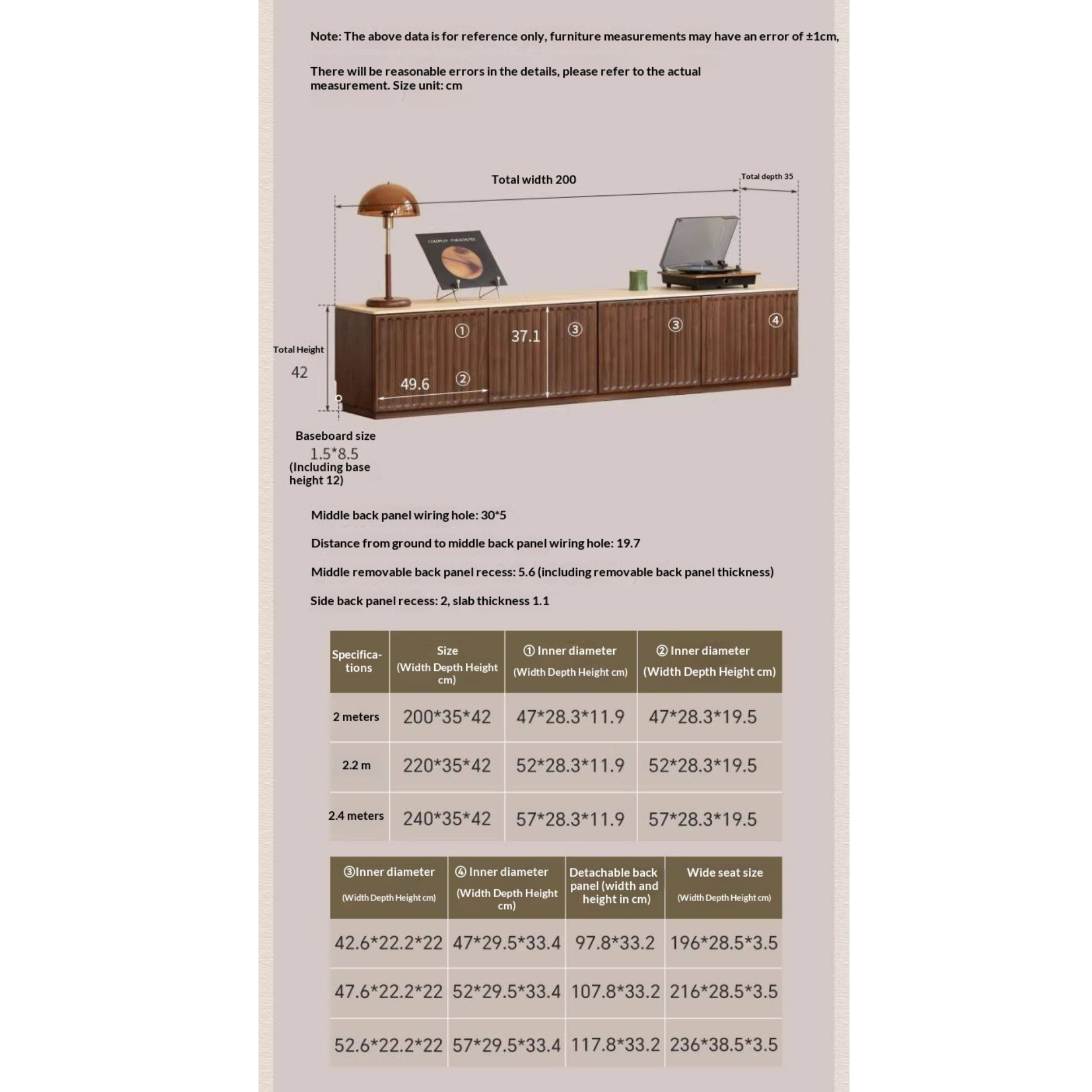 Black Walnut Solid Wood TV Cabinet with Vintage Style Floor-Standing Design