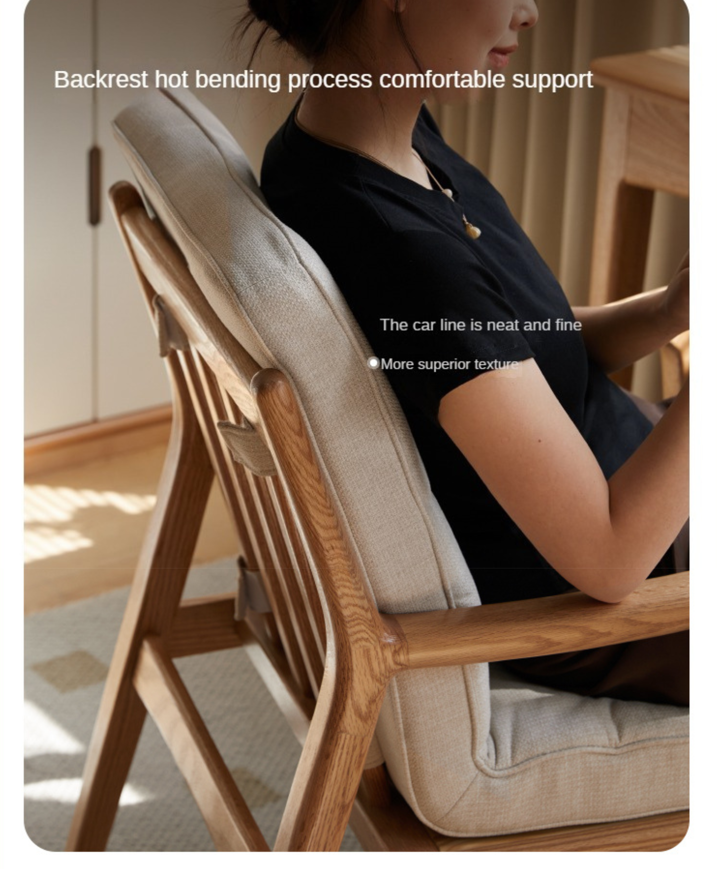 Oak Solid Wood Soft Padded Study Chair
