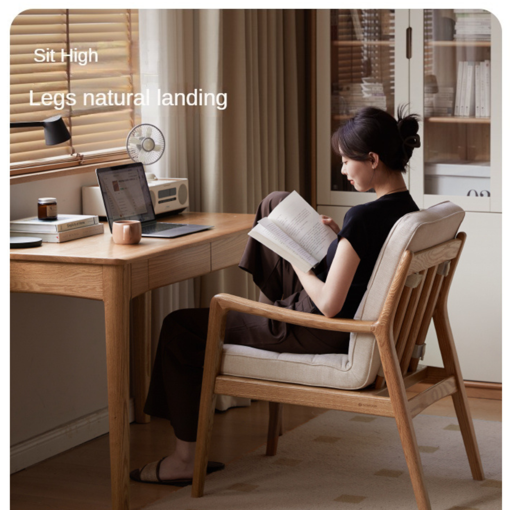 Oak Solid Wood Soft Padded Study Chair