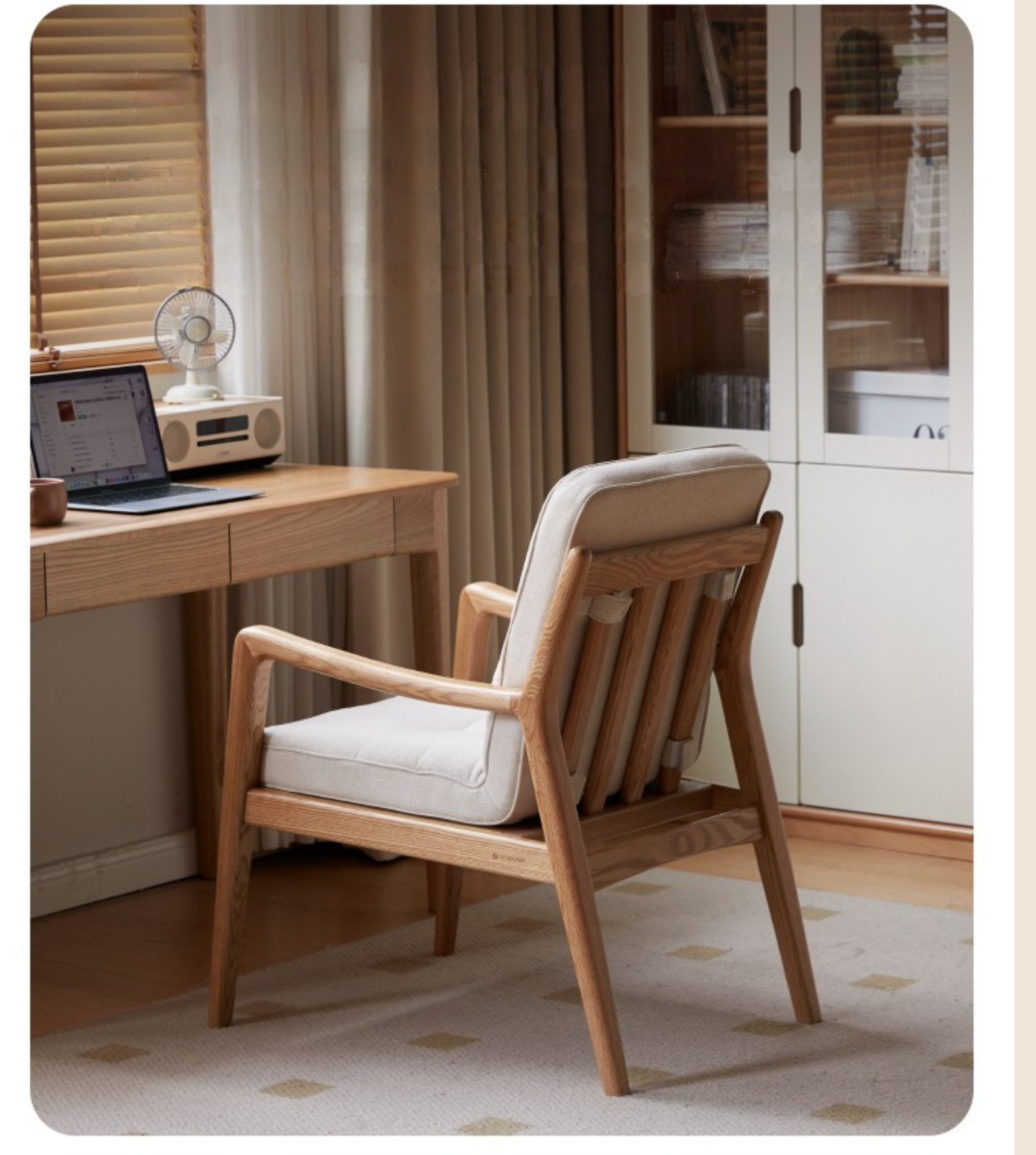 Oak Solid Wood Soft Padded Study Chair