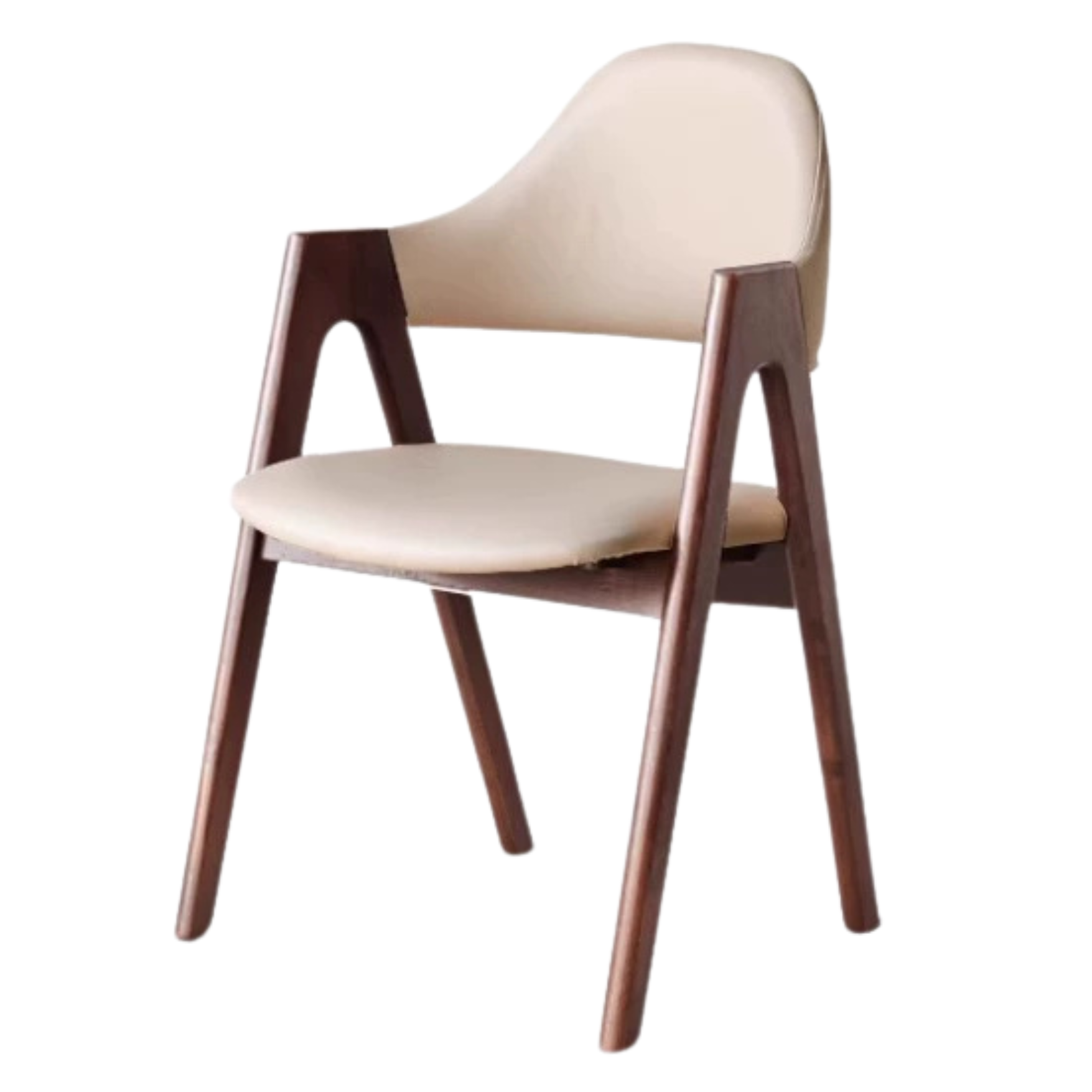 4 pcs Black Walnut, Oak Solid Wood Organic Leather Armchair