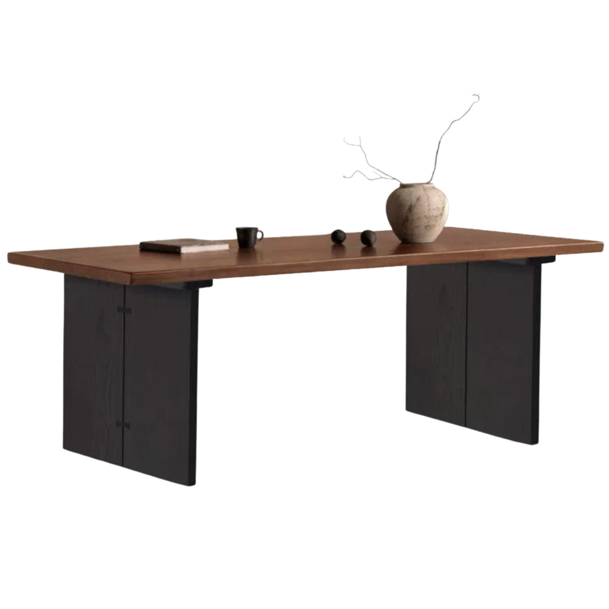 Ash, Black Walnut Solid Wood Wabi-Sabi  Dining Table with Thick Live Edge Top