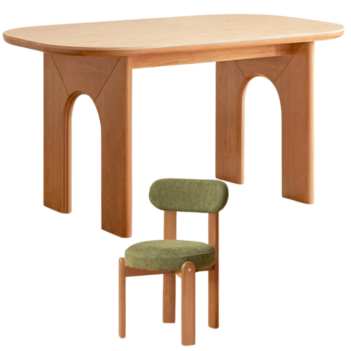 Cherry Solid Wood French Retro Style Slab Dining Table