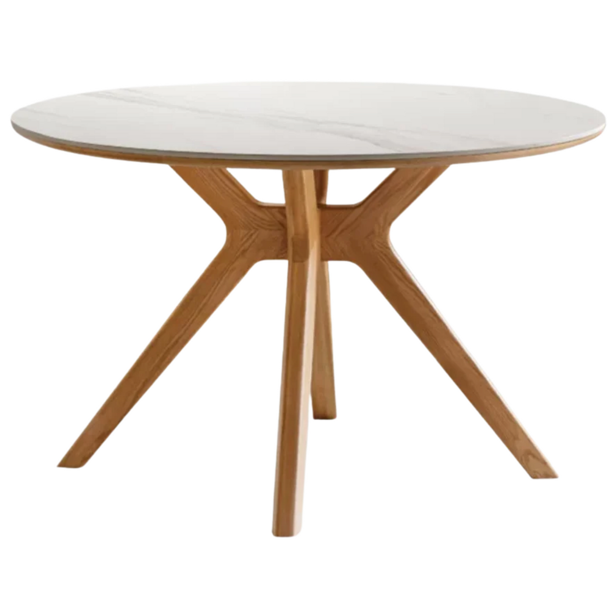Oak Solid Wood Round Dining Table with Optional Sintered Stone Top and Chairs