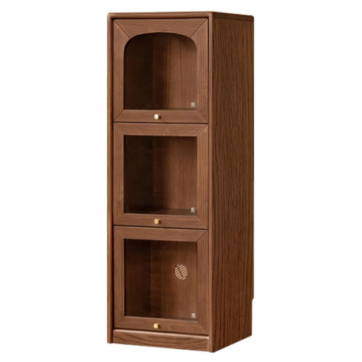 Oak Solid Wood Narrow Bookcase and Freestanding Storage Cabinet