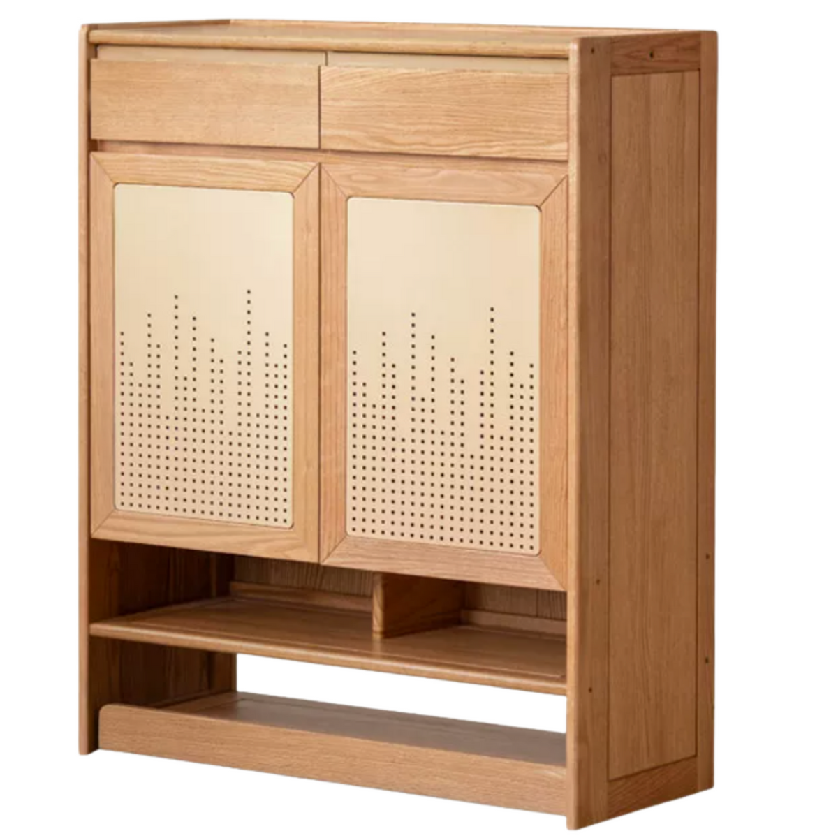 Oak Solid Wood Large Capacity Entryway Shoe Cabinet with Drawers
