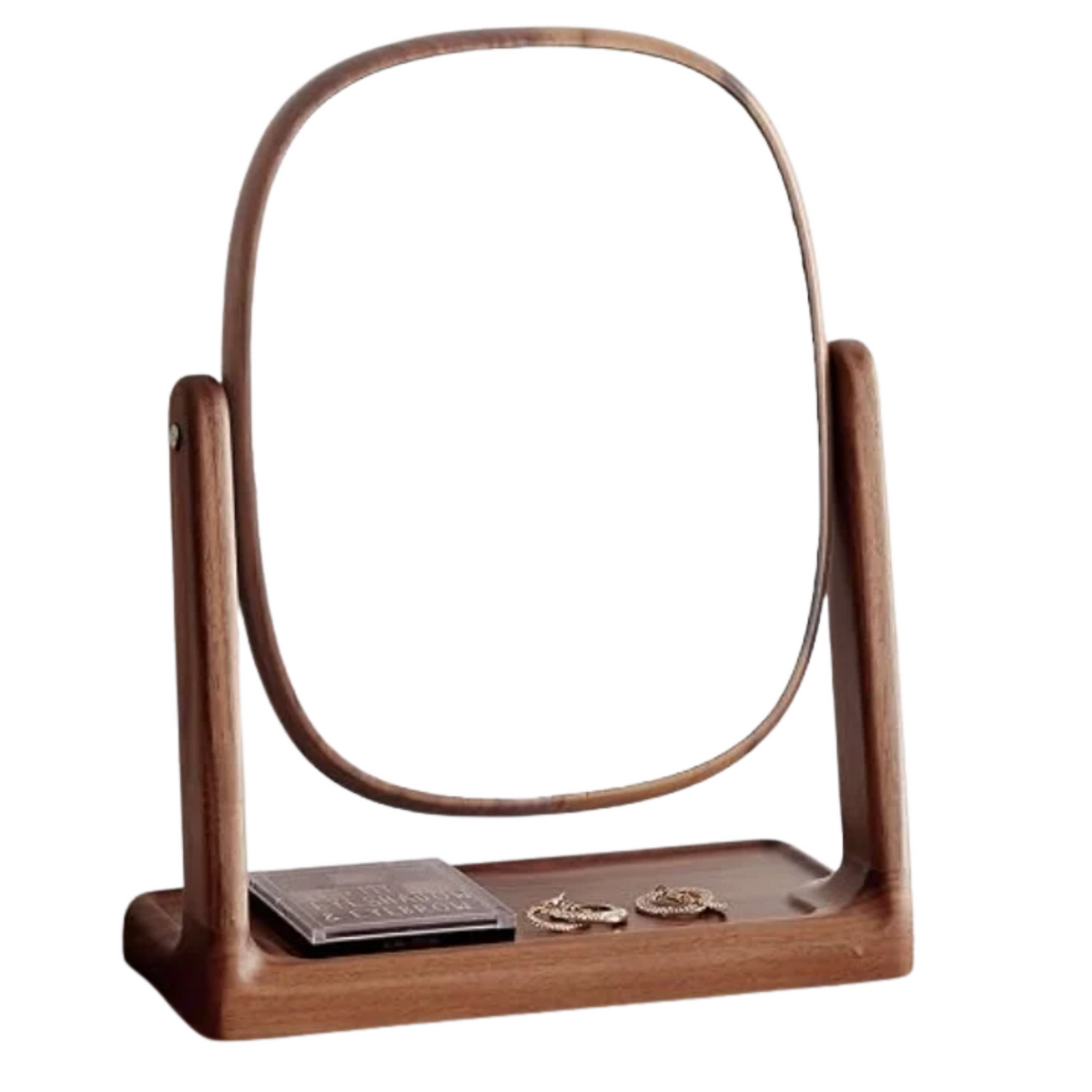 Black Walnut Solid Wood Vanity Makeup Mirror Tabletop