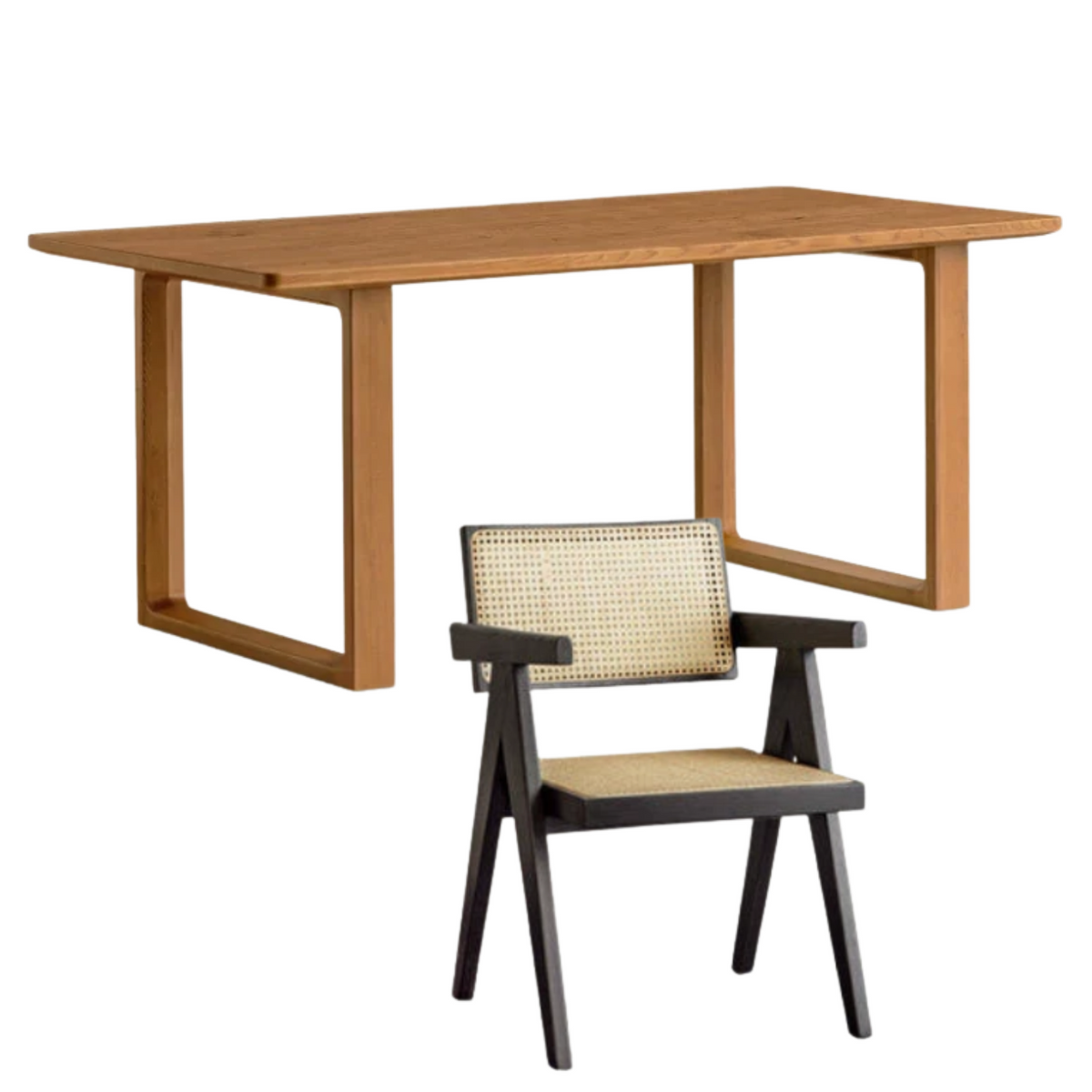White Oak Solid Wood Antique Rectangular Dining Table
