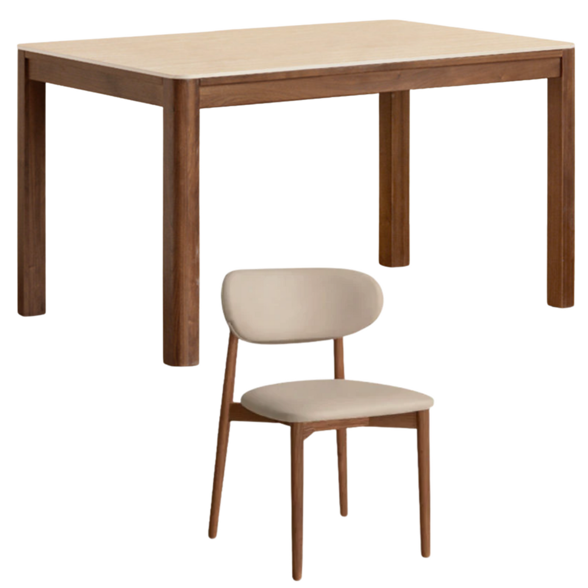 Black Walnut Solid Wood Light Luxury Style Rock Plate Dining Table