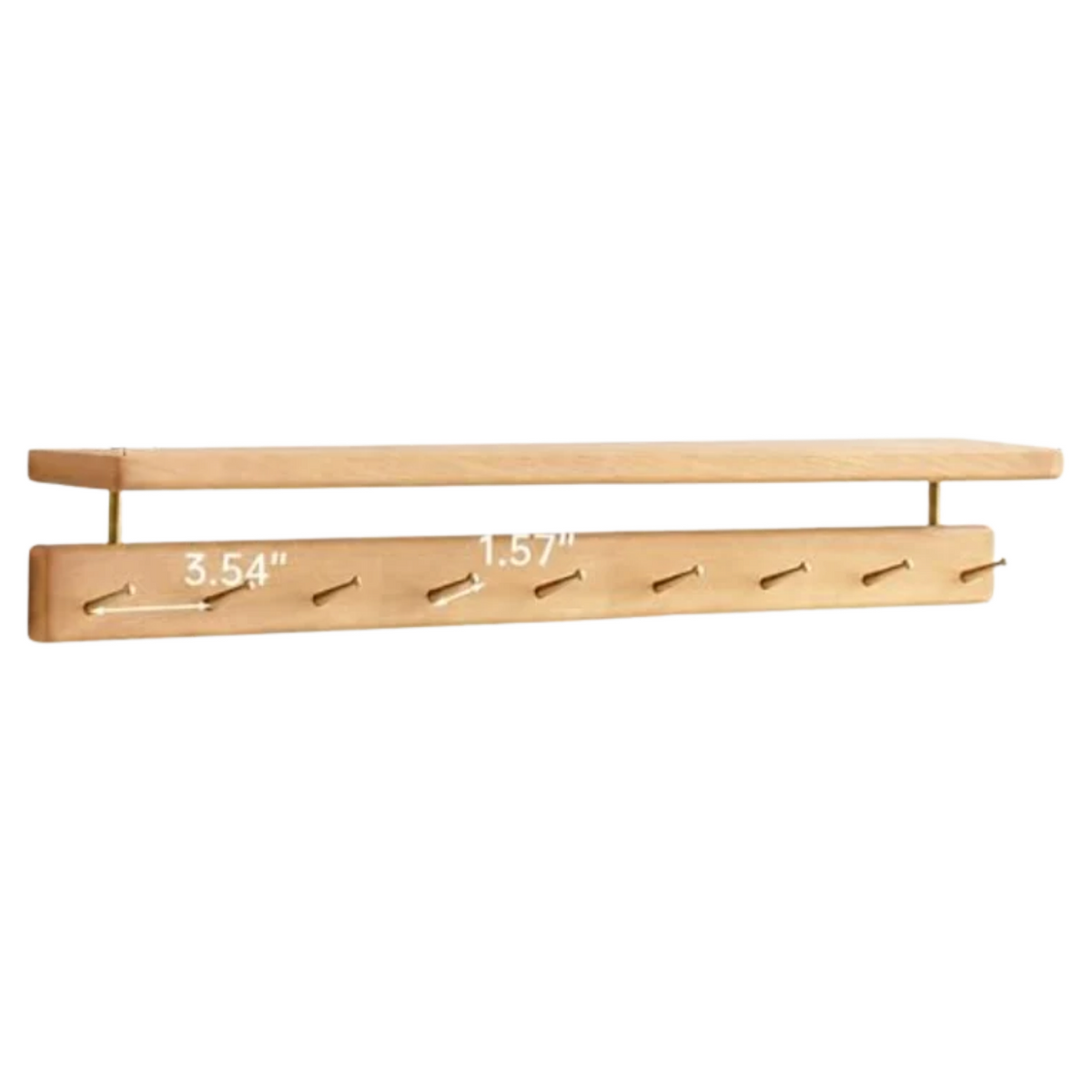 Beech Solid Wood Wall Mounted Coat Rack with Shelf