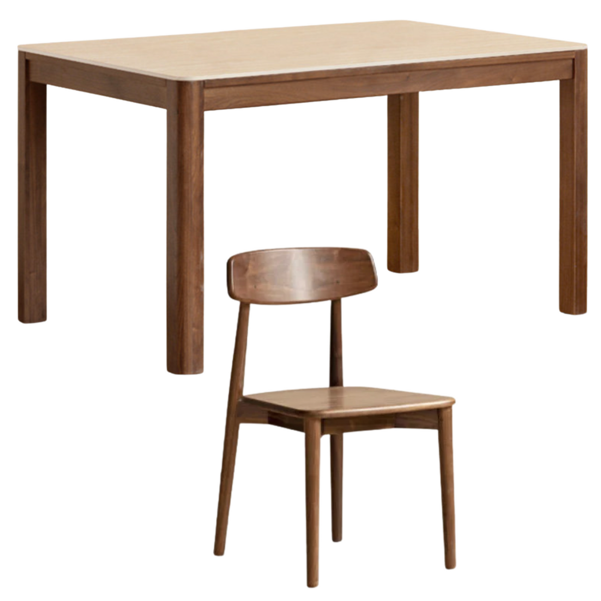 Black Walnut Solid Wood Light Luxury Style Rock Plate Dining Table