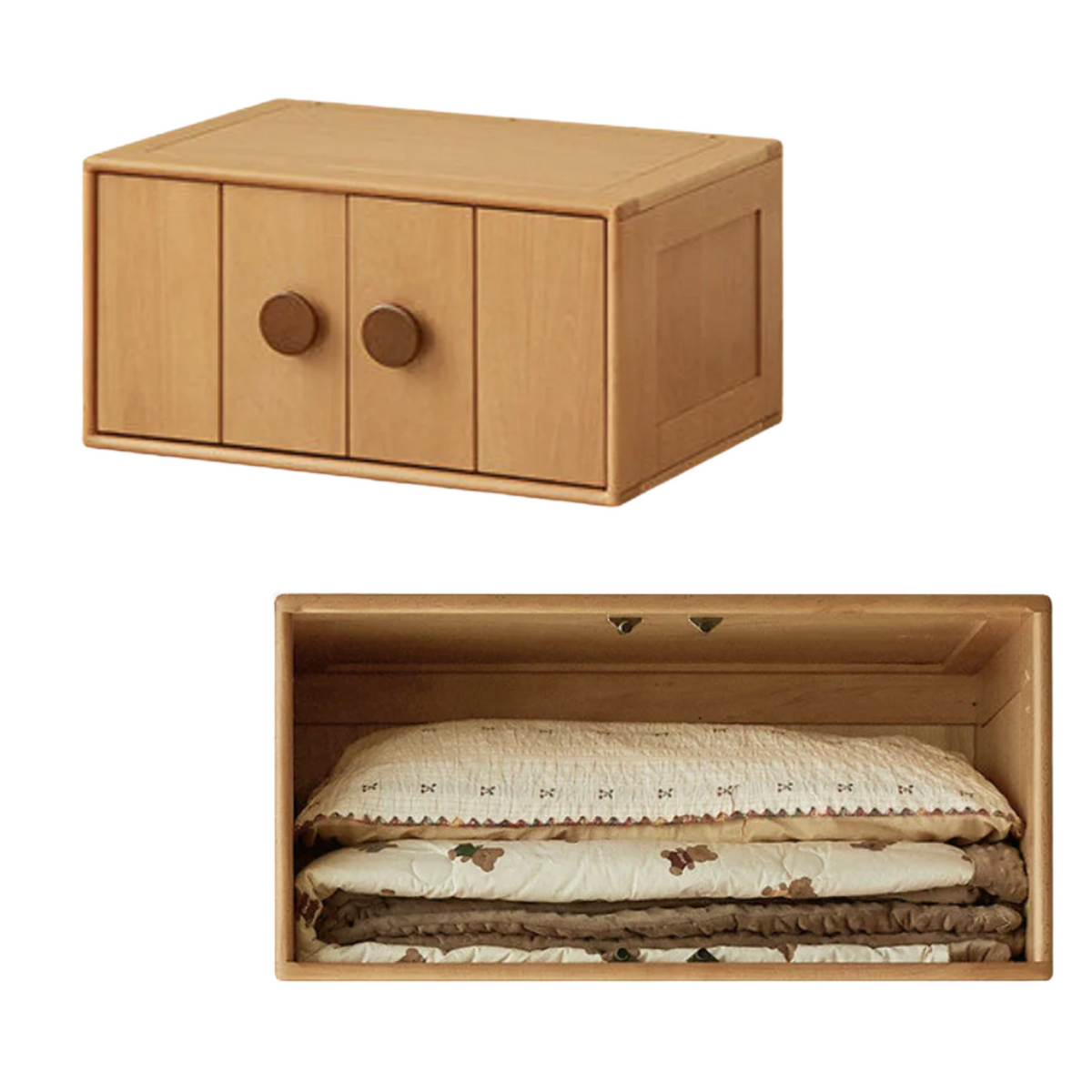 Oak, Beech Solid Wood Kids Wardrobe Free Combination