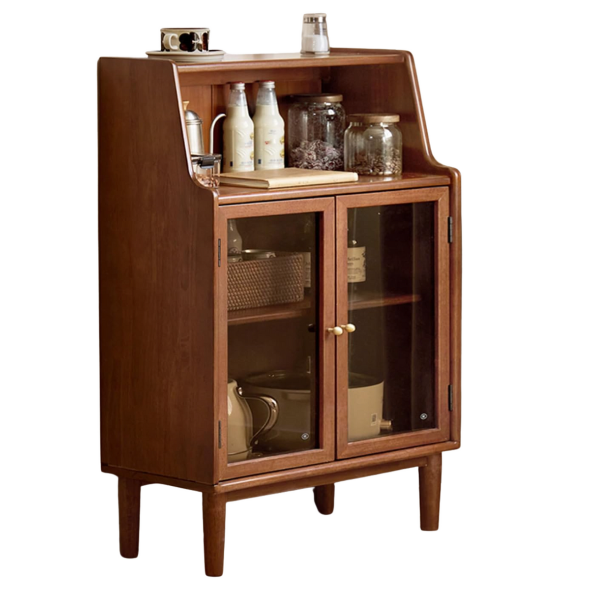 Oak Solid Wood, Solid RubberWood Sideboard Cabinet with Drawer, Display Cabinet