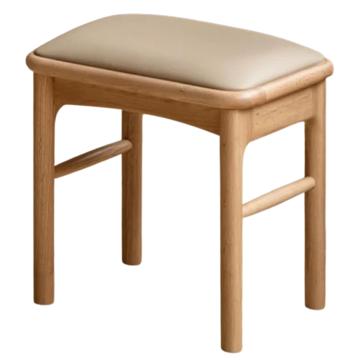 Oak Solid Wood Upholstered Entryway Bench with Matching Stool