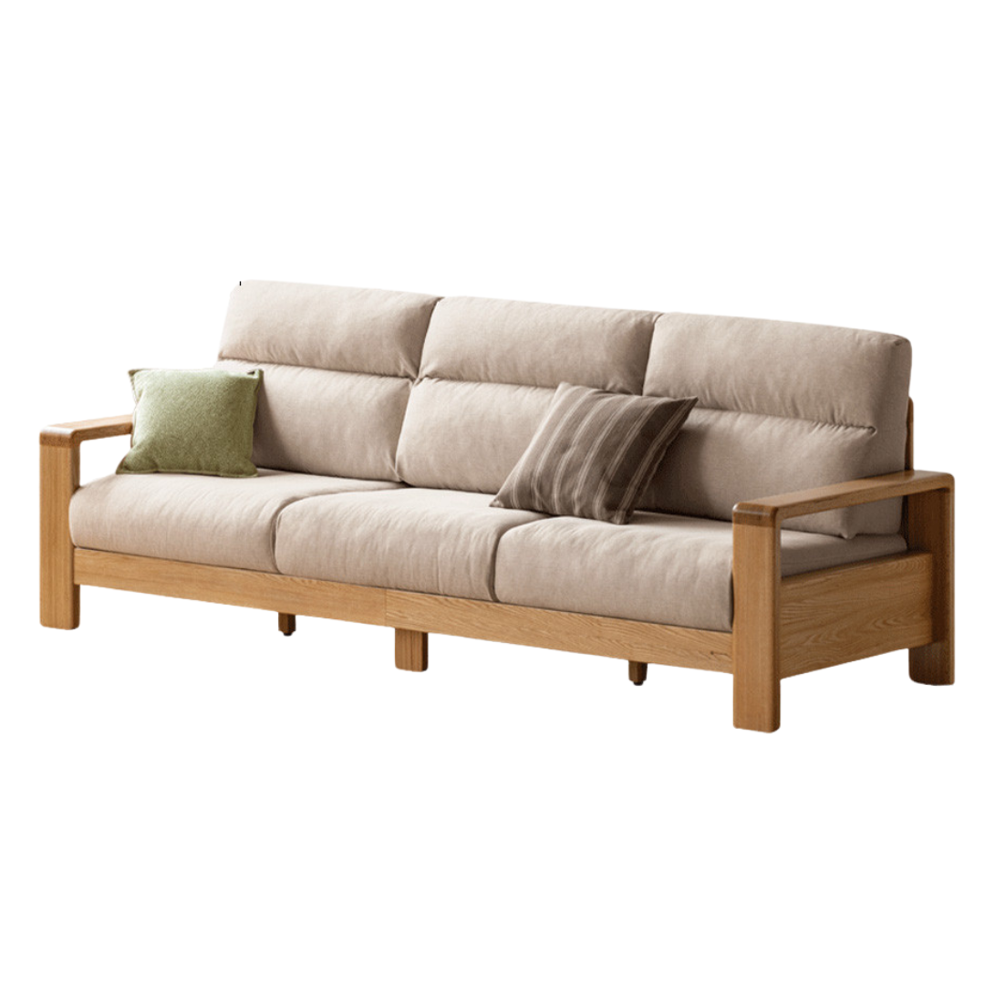 Oak Solid Wood Fabric Straight Sofa Modern