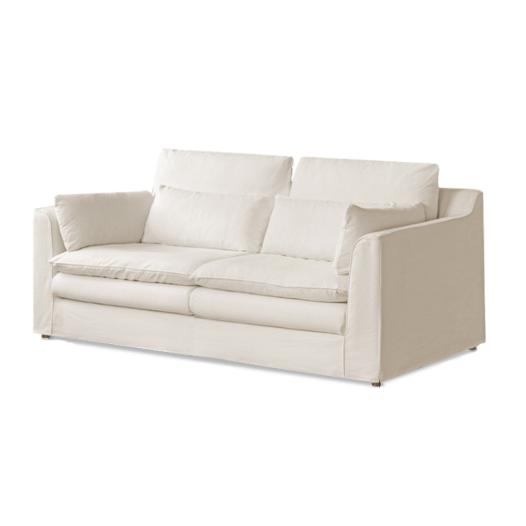 Fabric Sofa Modern White Cotton and Linen