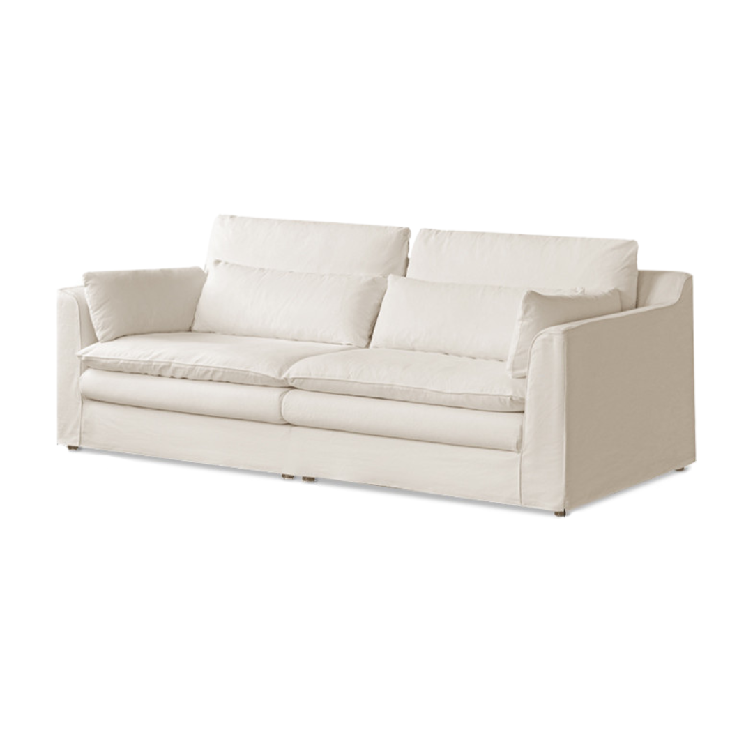 Fabric Sofa Modern White Cotton and Linen