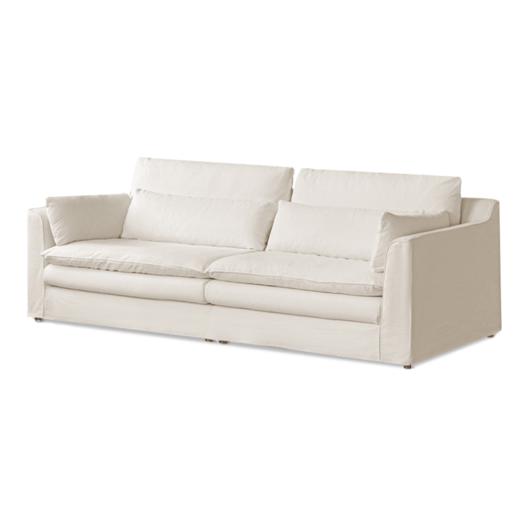 Fabric Sofa Modern White Cotton and Linen