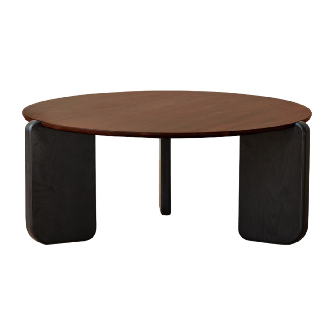 Black Walnut Solid Wood Round Coffee Table Italian Light Luxury