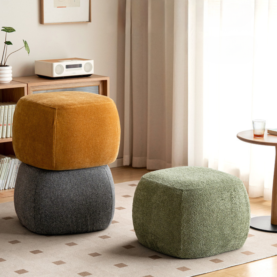 Fabric Seat Modern Footstool Pouf