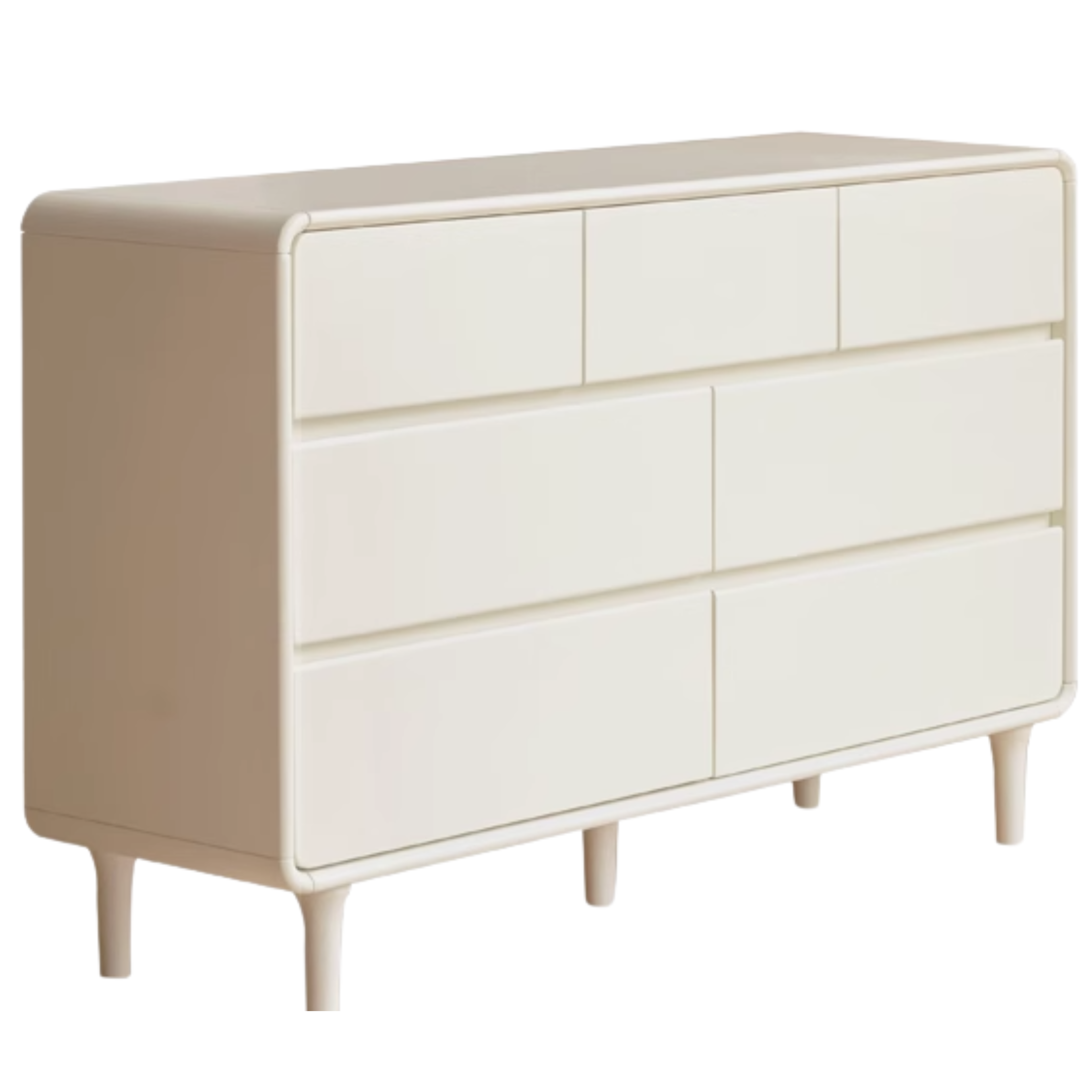 Solid Rubberwood, Poplar Solid Wood Milky Cream Style Chest of Drawers