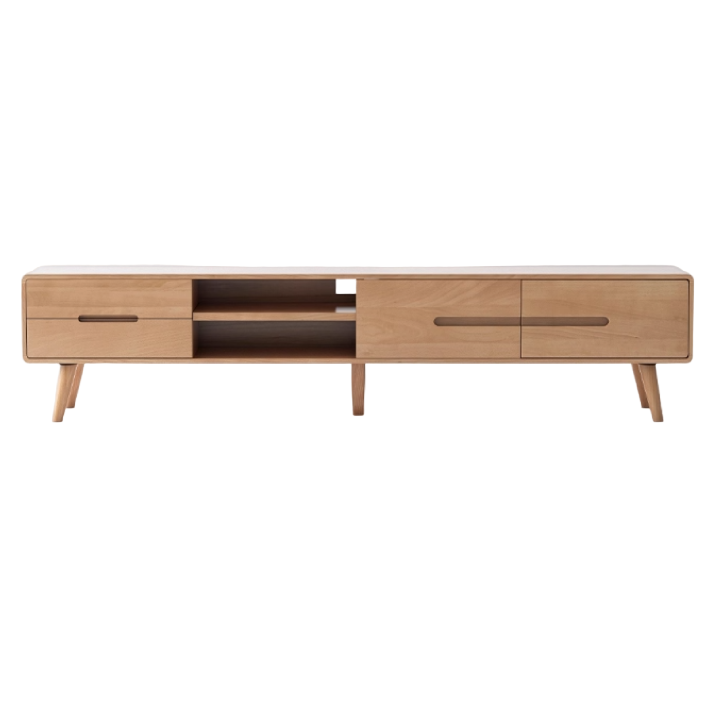 Oak, Beech, Solid Rubberwood TV Stand Sliding Doors