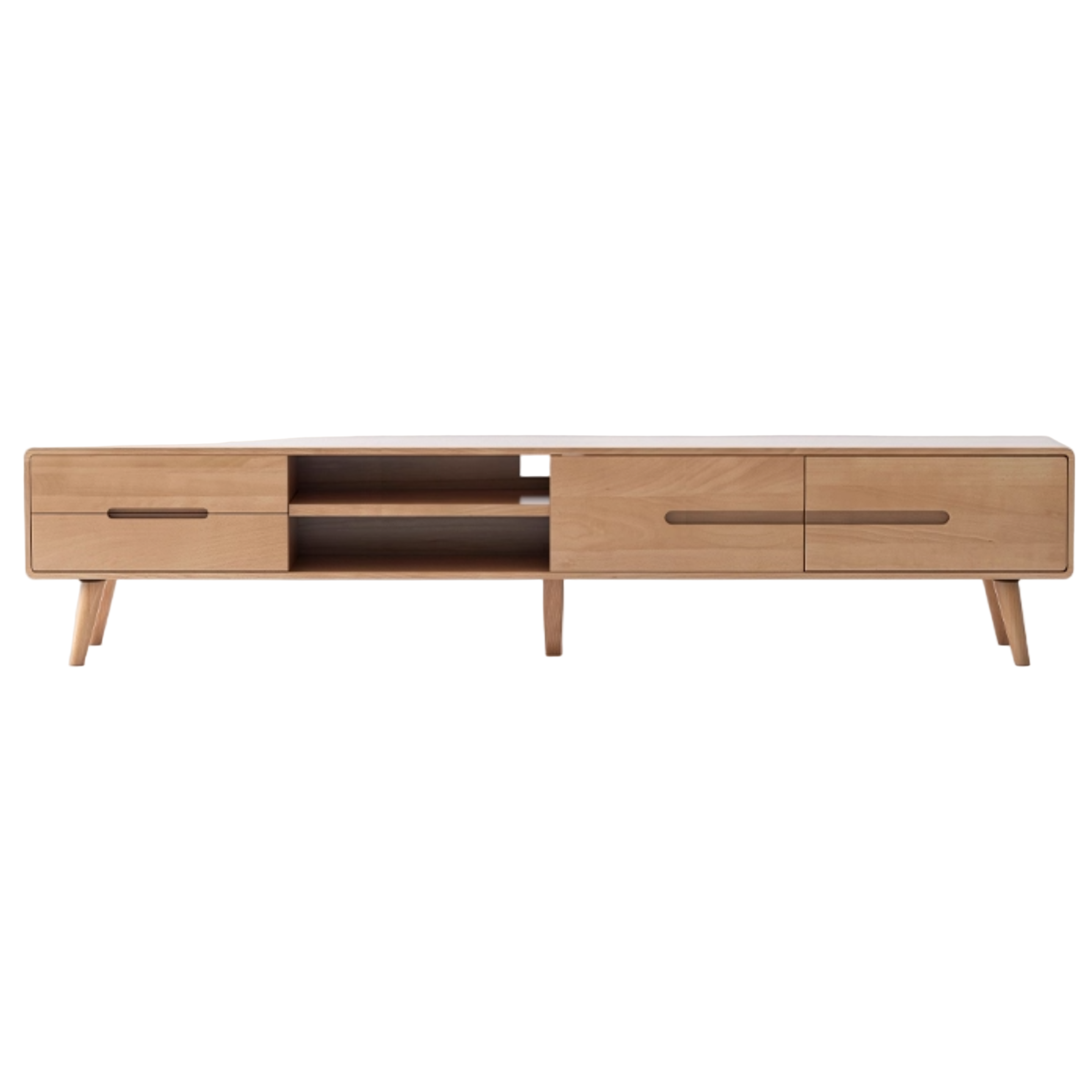 Oak, Beech, Solid Rubberwood TV Stand Sliding Doors