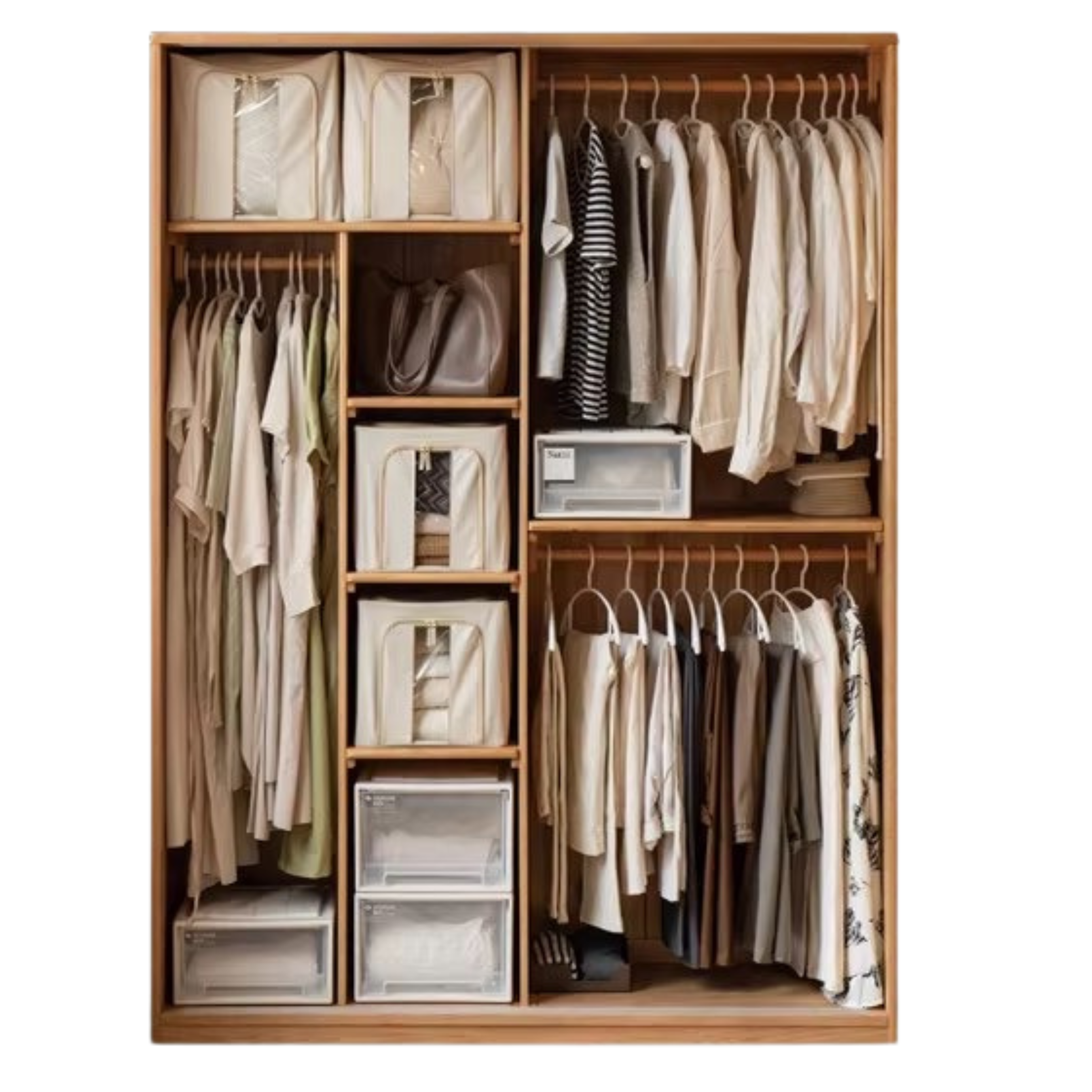 Oak Solid Wood Wardrobe Sliding Door-