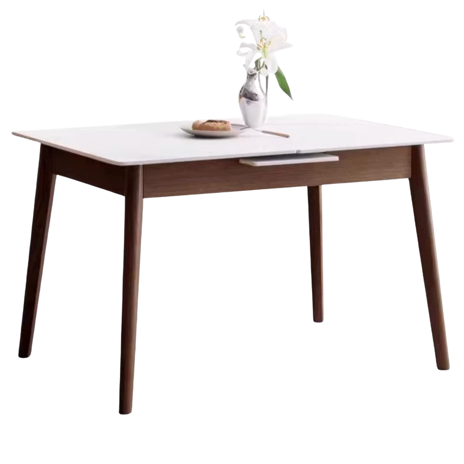 Oak Solid Wood Rock Slab Retractable Dining Table