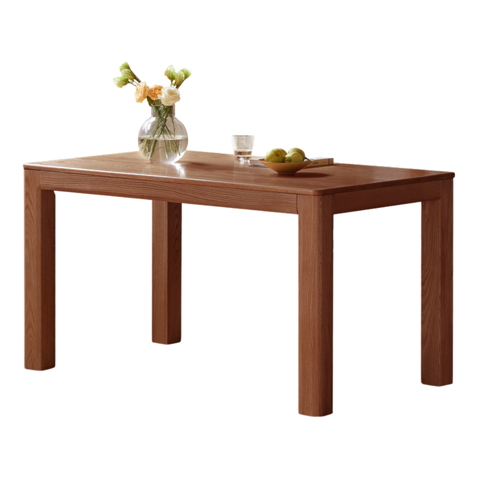 Oak Solid Wood Rectangular Dining Table, One Table and Four Chairs,