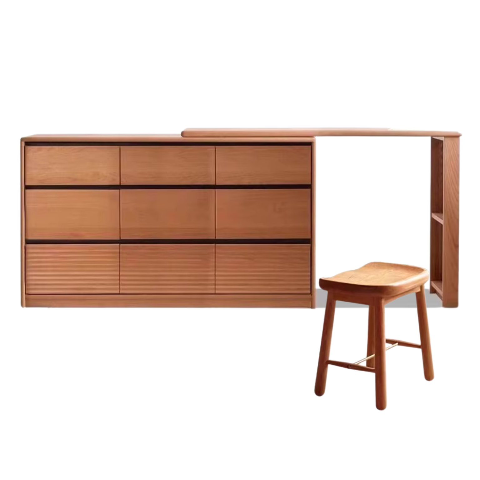 Сherry solid wood retro corner dressing table