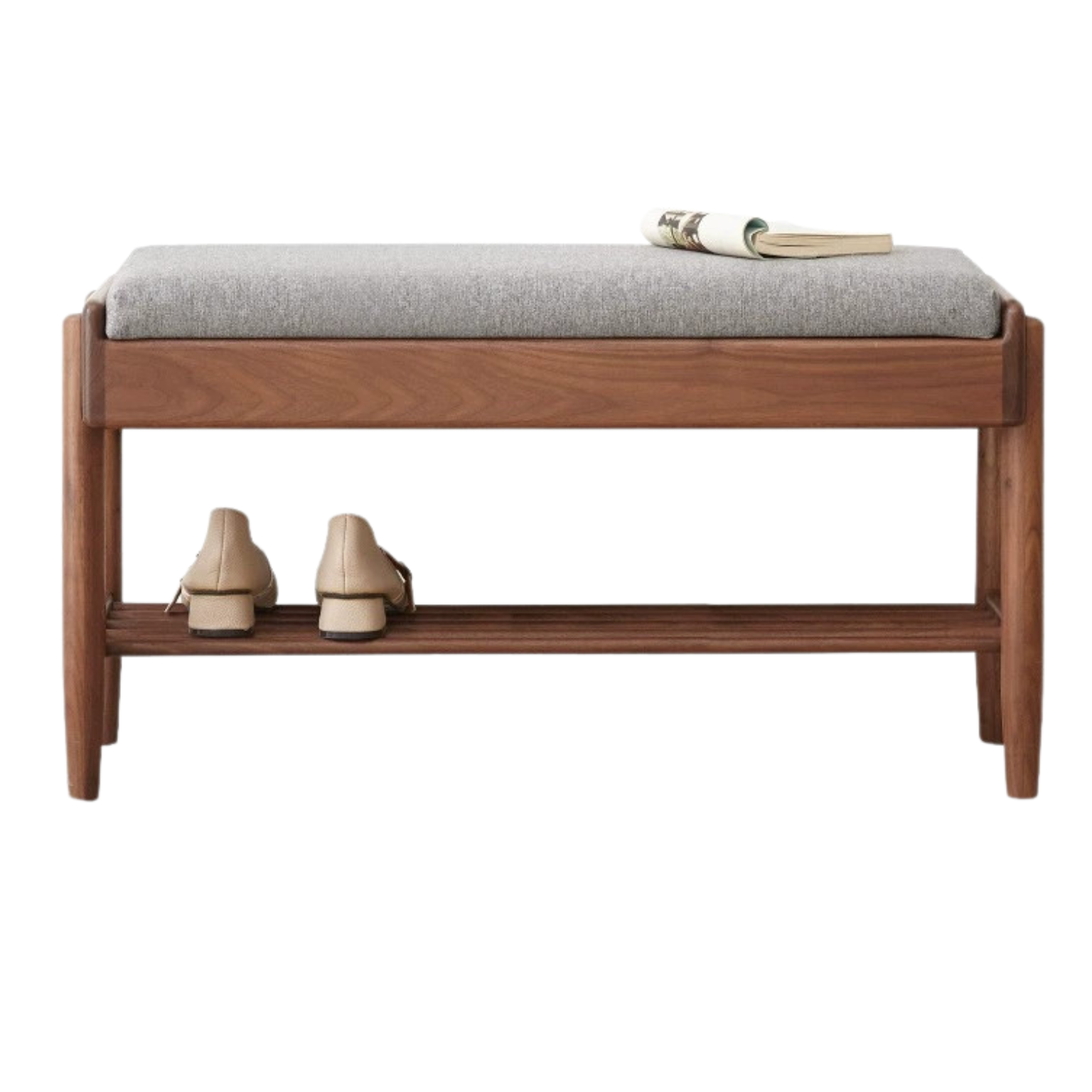 Black Walnut Solid Wood Flip Storage Shoe Storage Bench