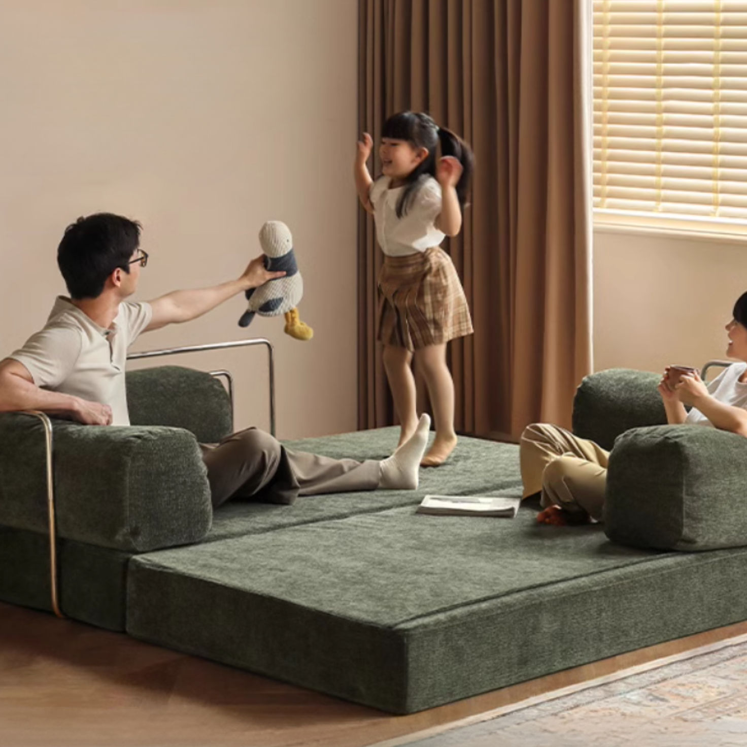 Fabric modern folding dual-purpose sofa