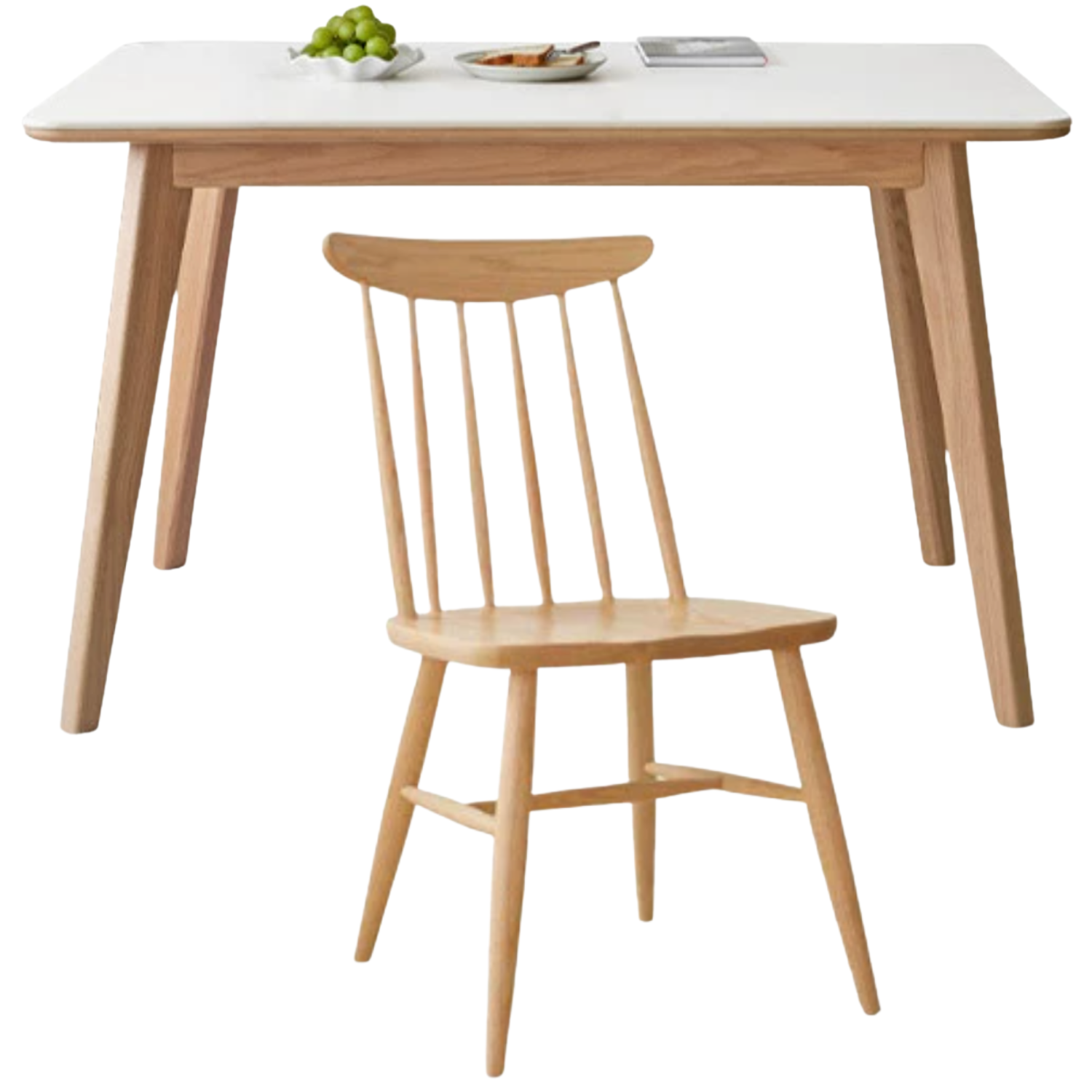 Ash, Oak Solid Wood Modern Rock Plate Dining Table
