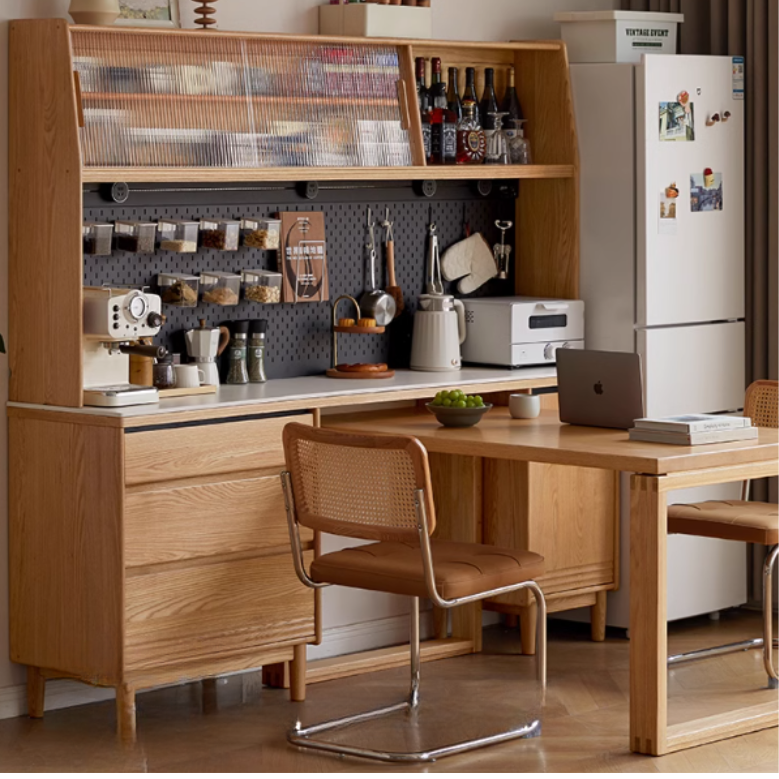 Oak, Ash Solid Wood Modern Rock Board Sideboard